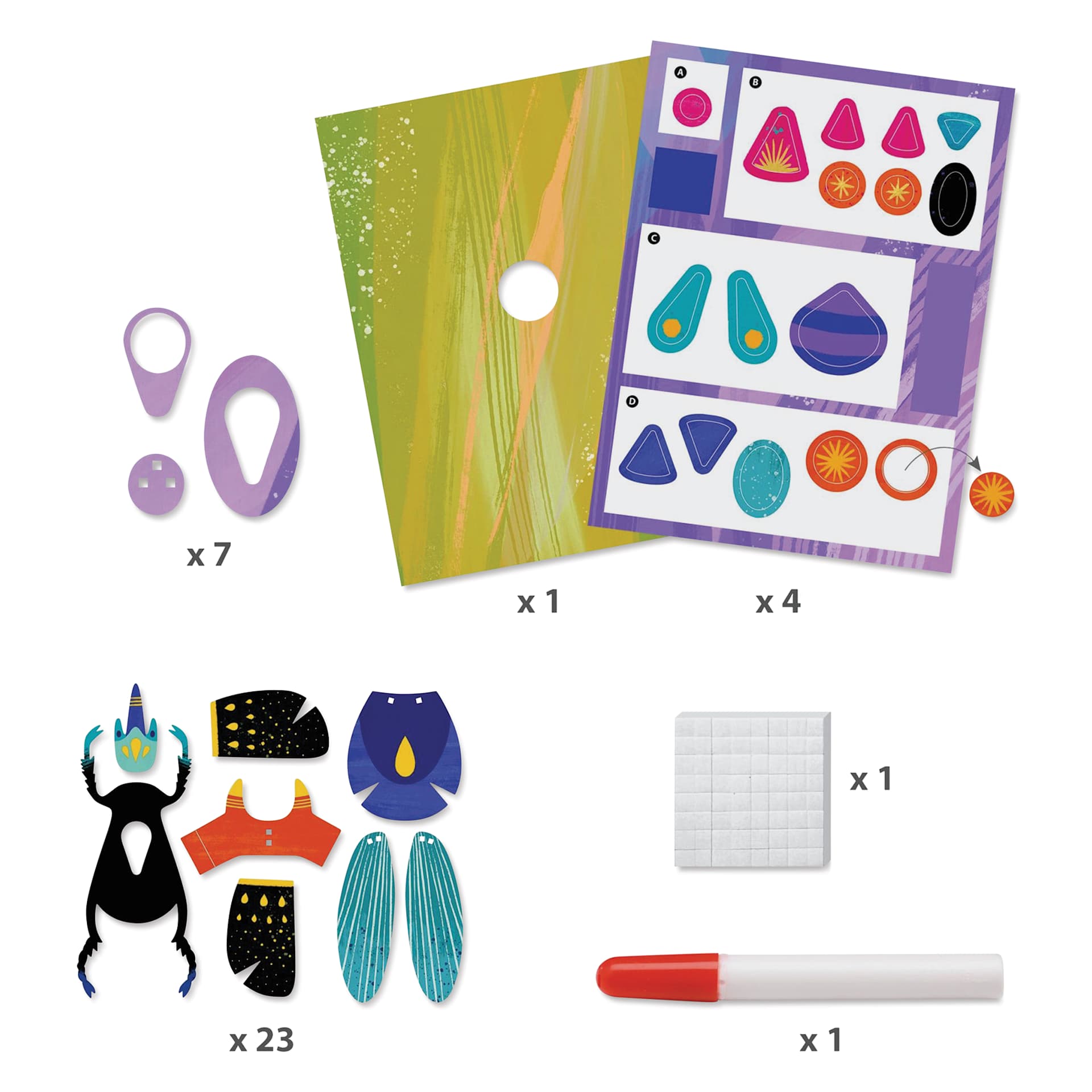 Djeco Le Grand Artist 3D Paper Creations Kit contents