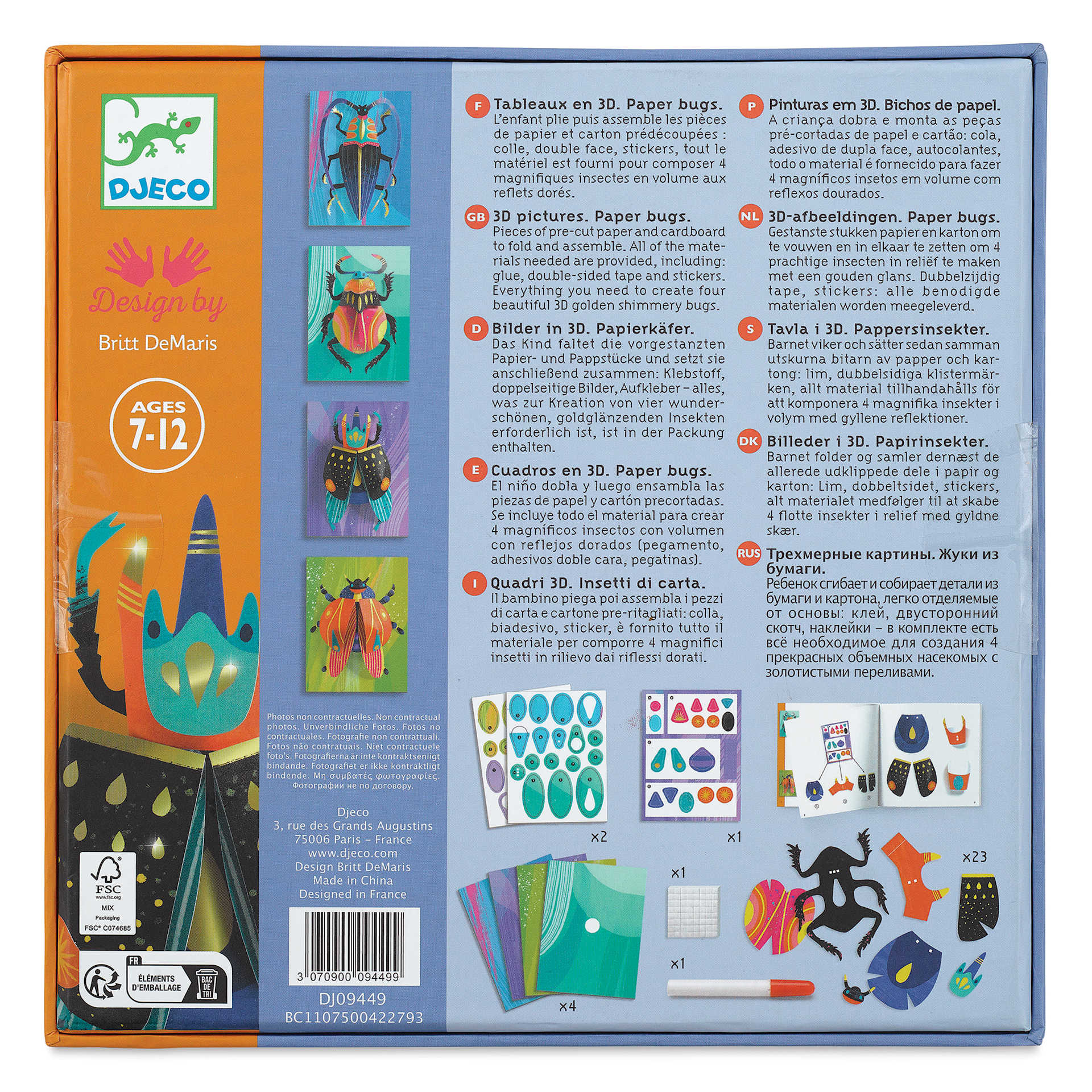 Djeco Le Grand Artist 3D Paper Creations Kit back of packaging