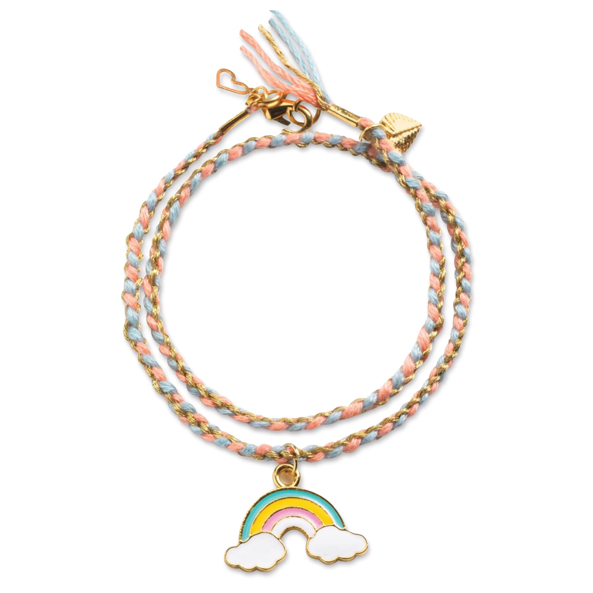 Djeco You & Me Bead Jewelry Kit - Rainbow Kumihimo finished example