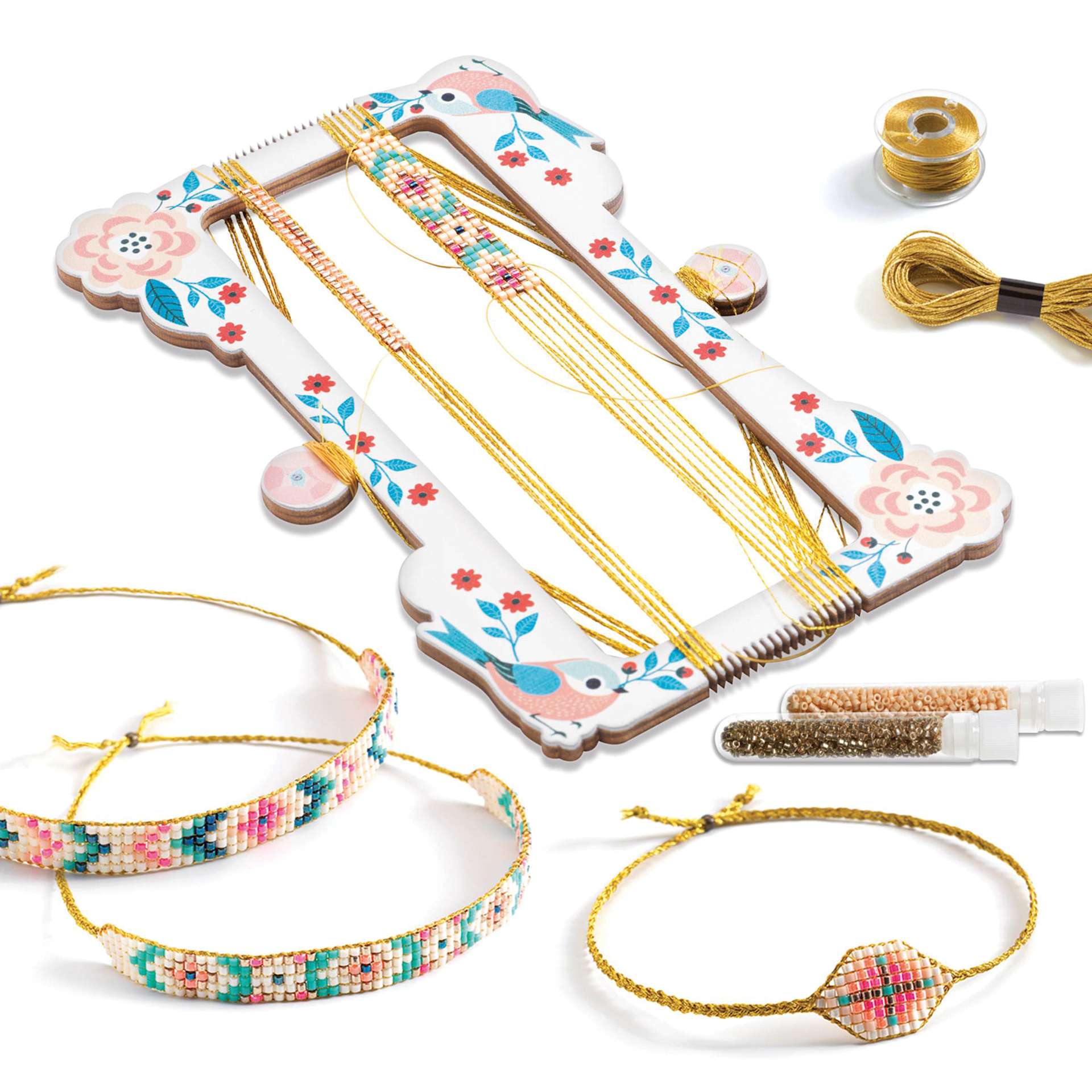 Djeco Tiny Beads Jewelry Craft Kit bracelet in progress