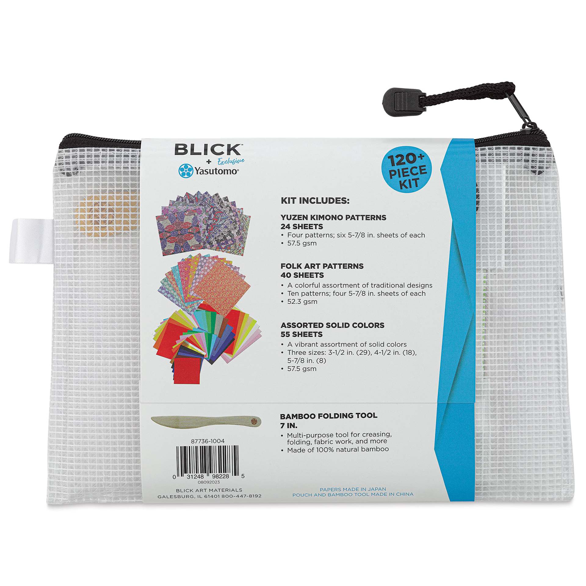Blick Yasutomo Origami Kit, back of packaging