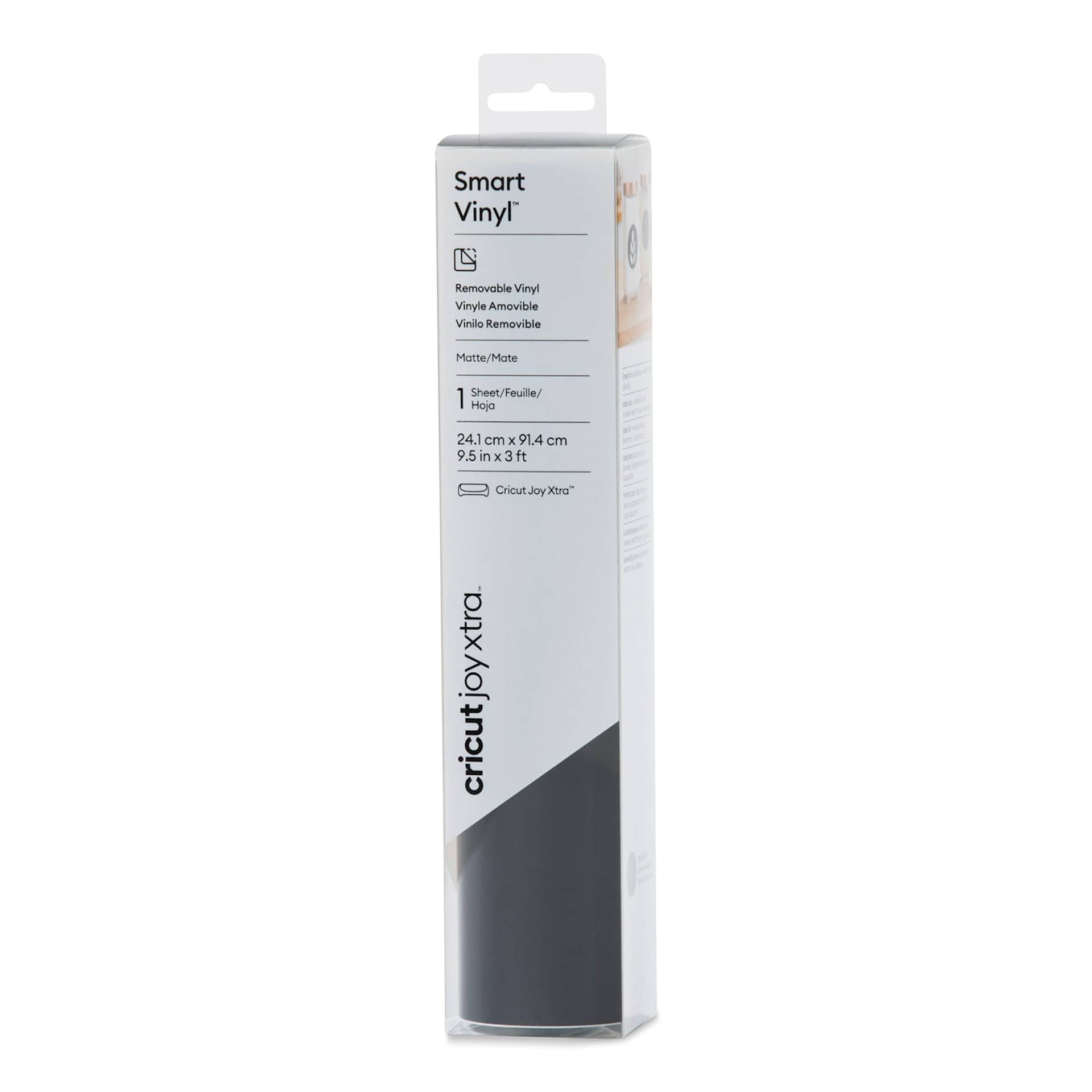 Cricut Joy Xtra Removable Smart Vinyl - Black, 9-1/2" x 3 ft front of packaging