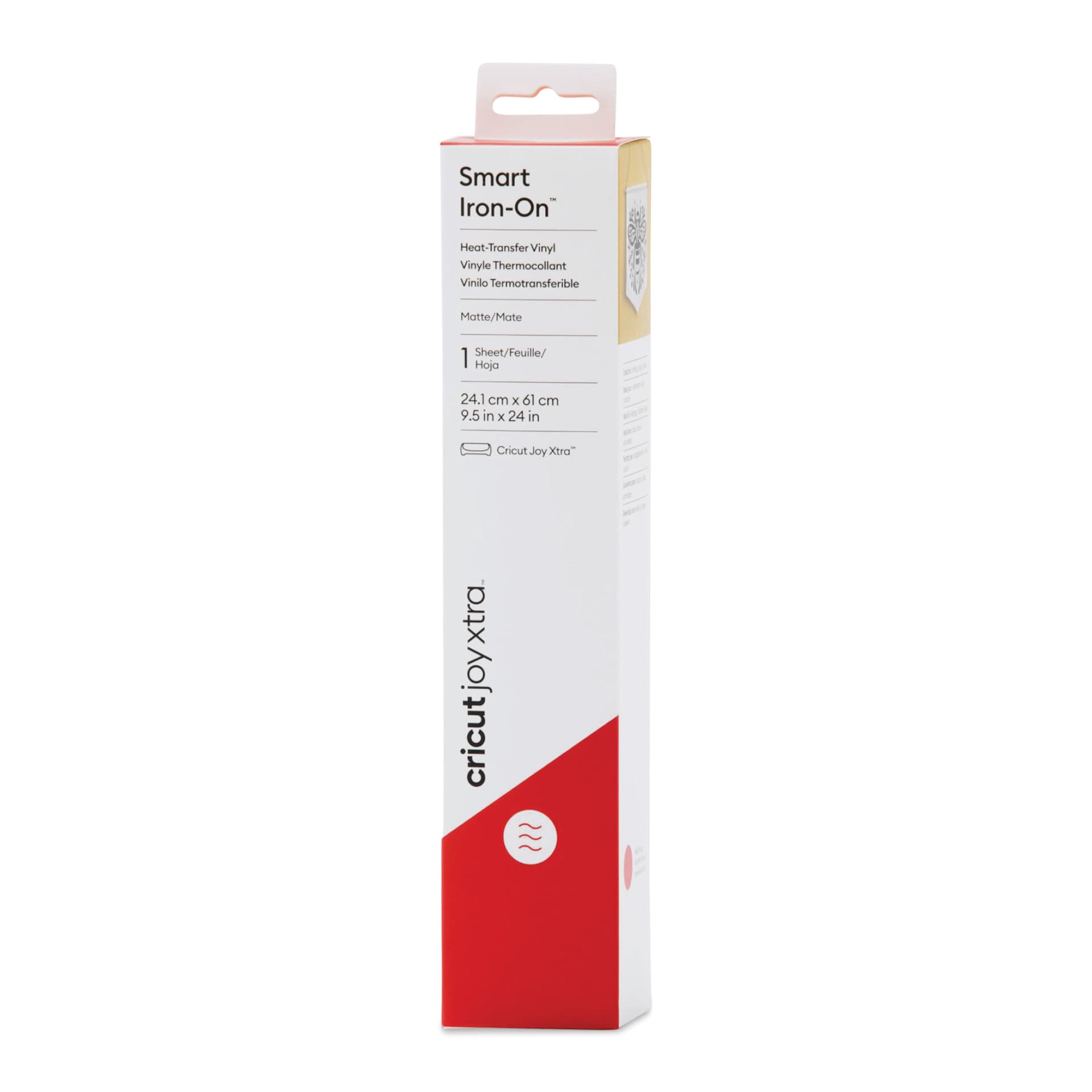 Cricut Joy Xtra Smart Iron-On Vinyl - Red, 9-1/2" x 2 ft front of packaging
