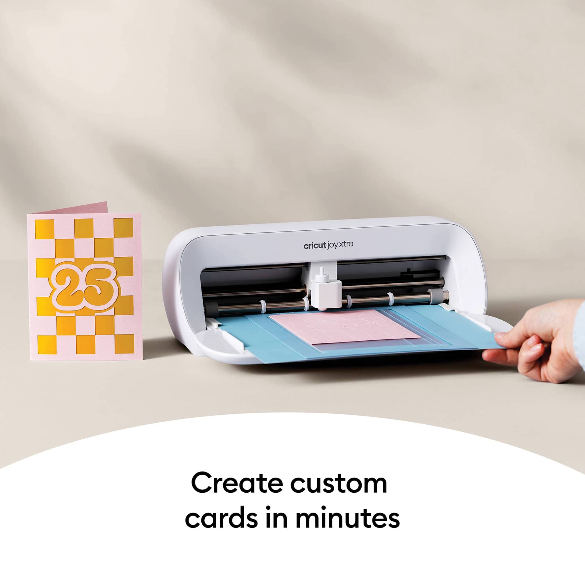 Cricut Joy Xtra Card Mat in use while creating custom cards with Cricut Joy Xtra