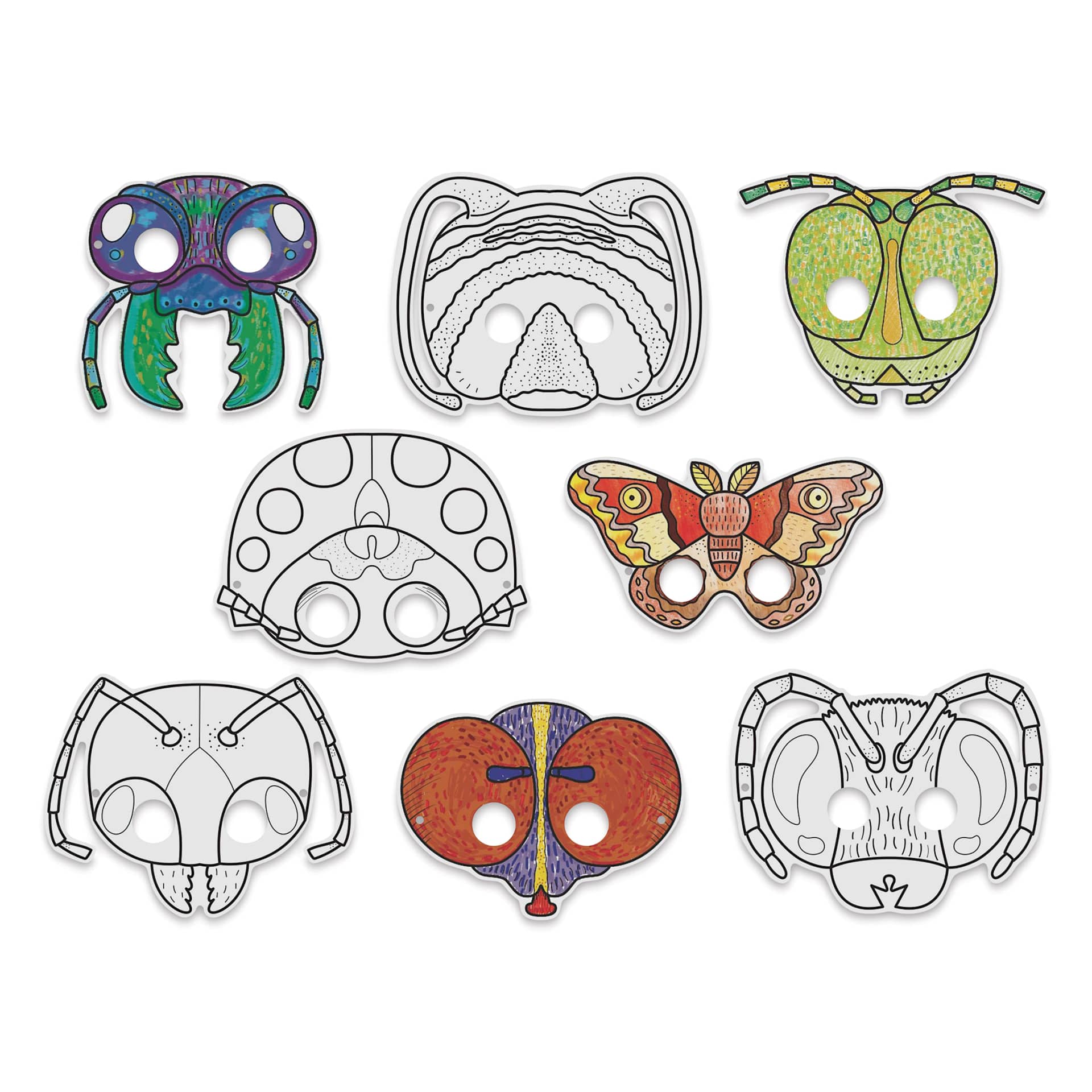 Roylco Insect Masks finished and unfinished masks