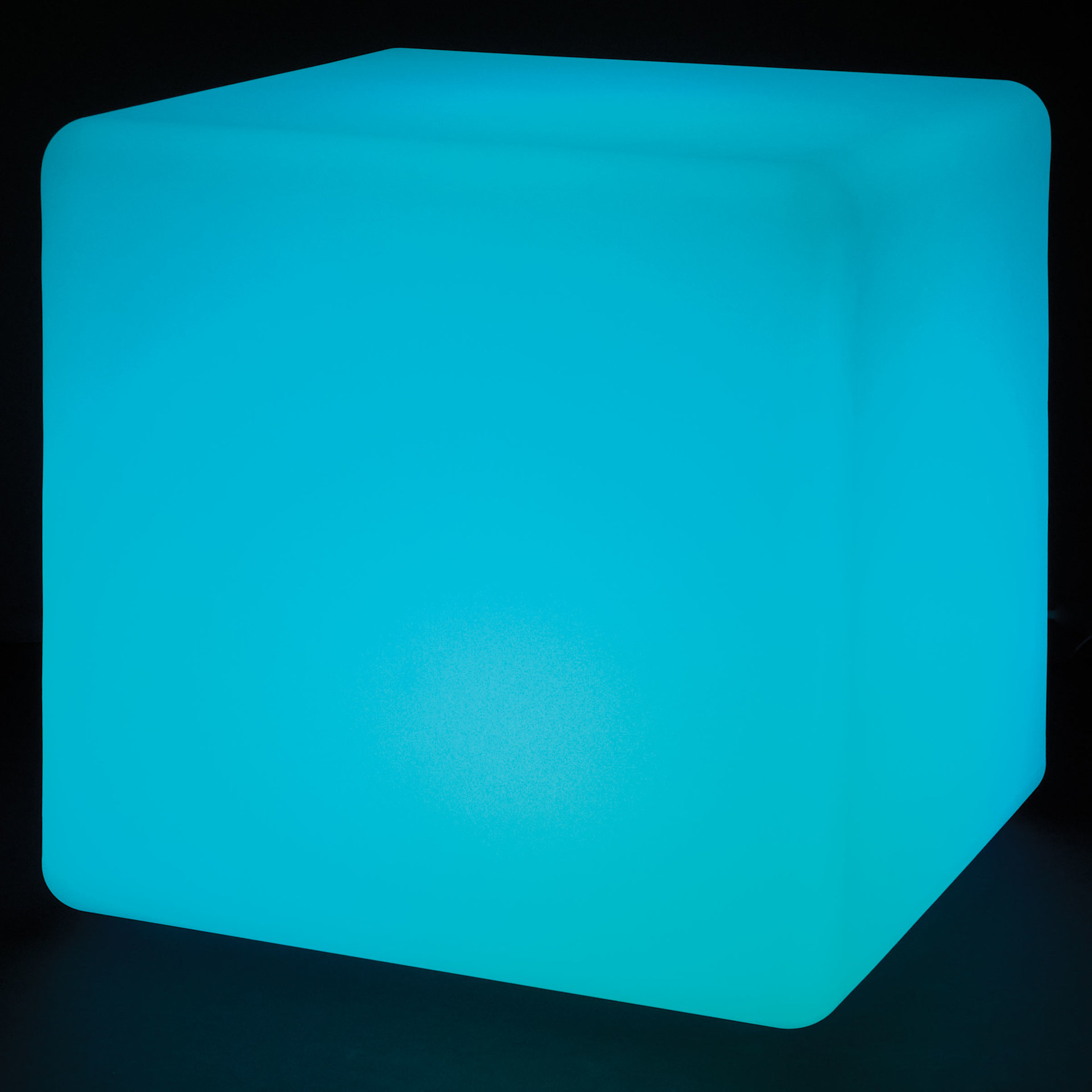 Roylco Educational Light Cube - in dark room, set to blue