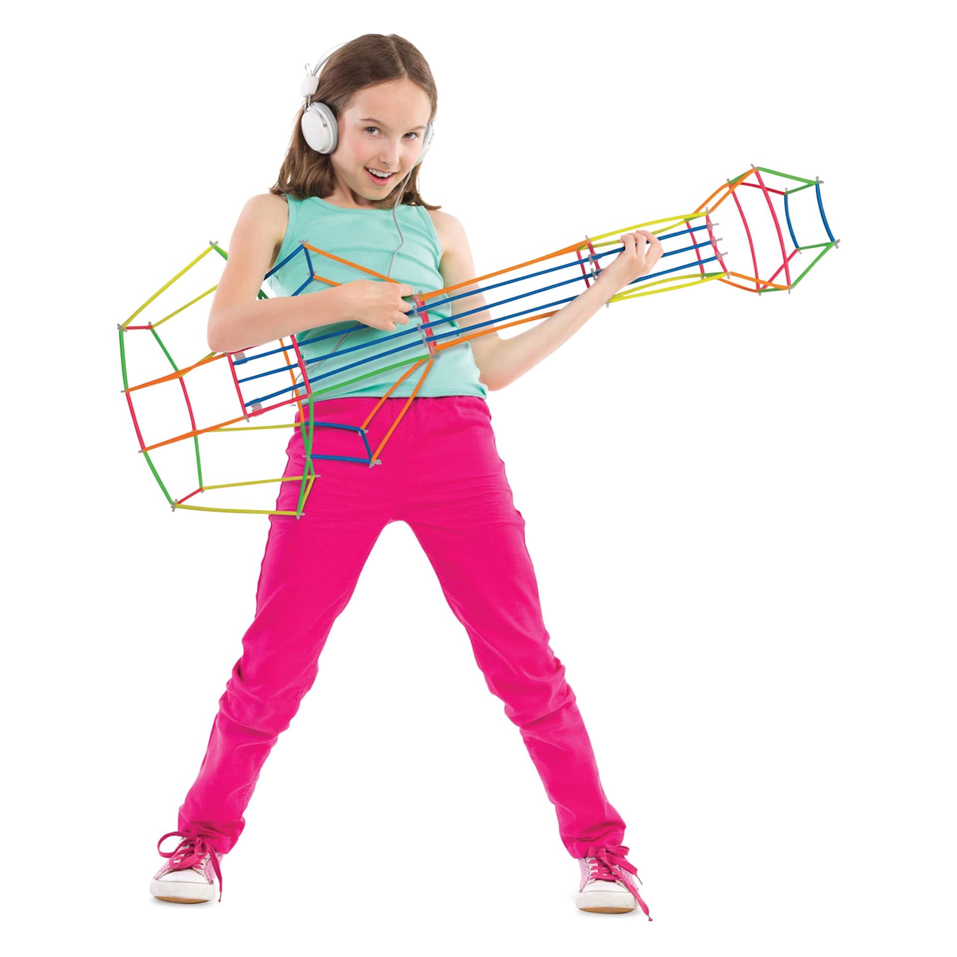 Roylco Tubes and Connectors Kit - Set of 338 girl playing with guitar shape made from Roylco Tubes and Connectors