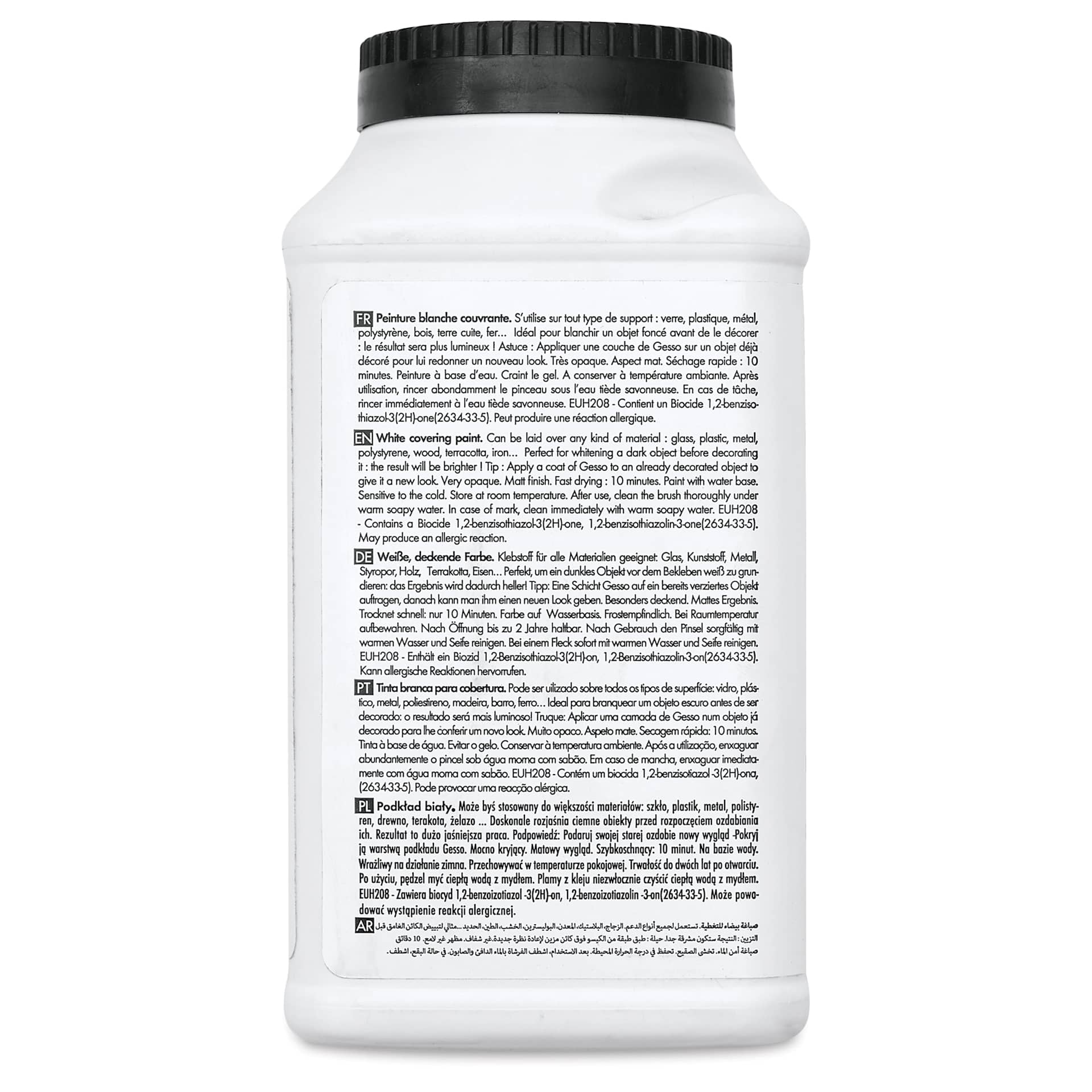 Decopatch Gesso Primer Paint - 10 oz, label with instruction