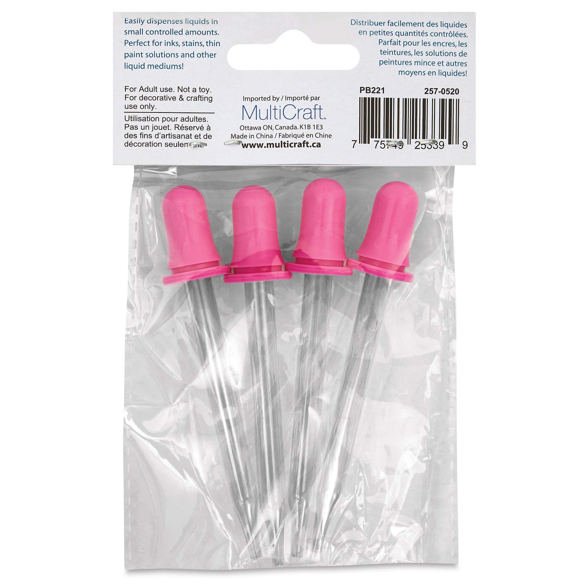 Craft Medley Glass Squeeze Droppers - 0.03 oz, Pkg of 4 back of packaging