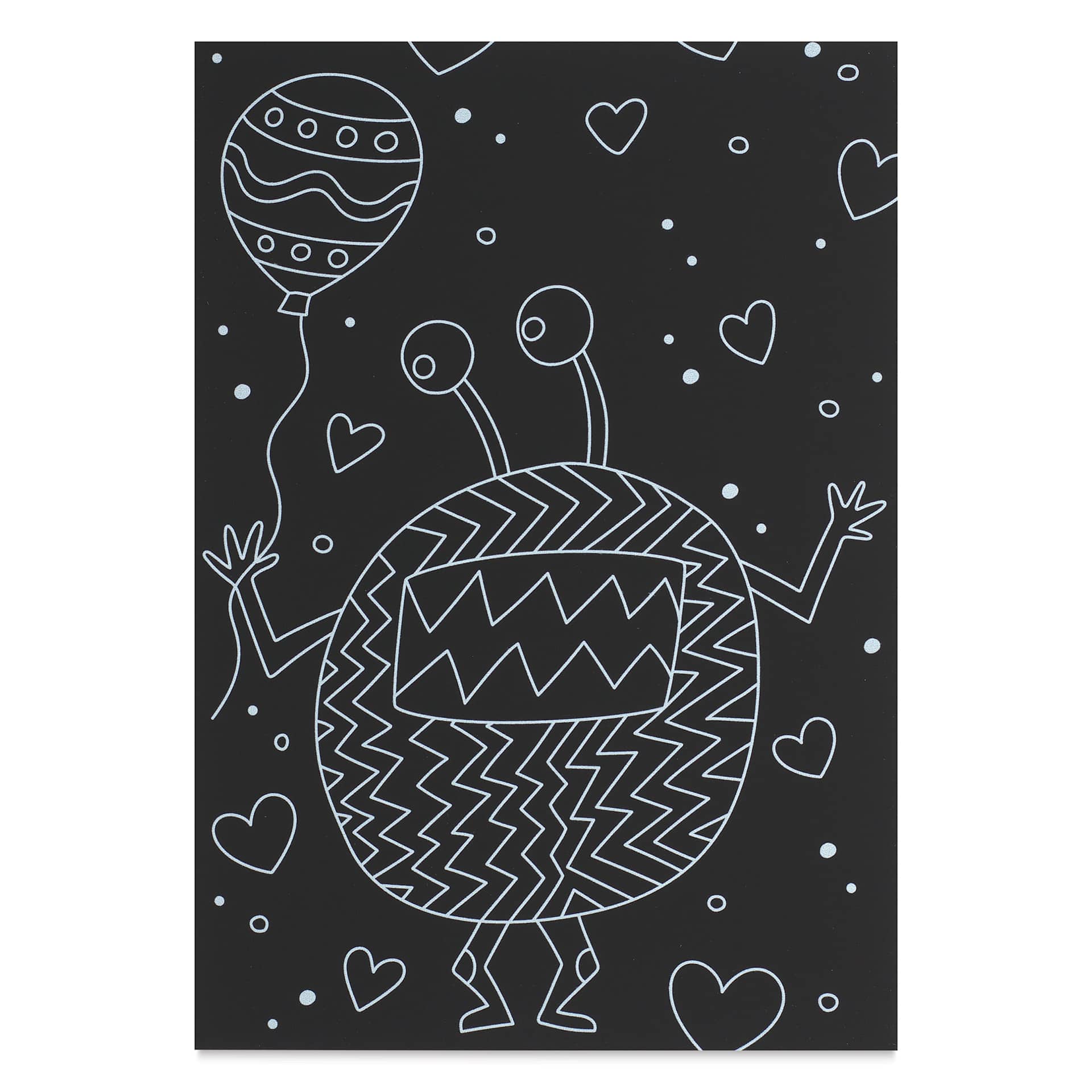 Rico Design Paper Poetry Scratch Paper Pads - Motifs, A5 - alien with balloon