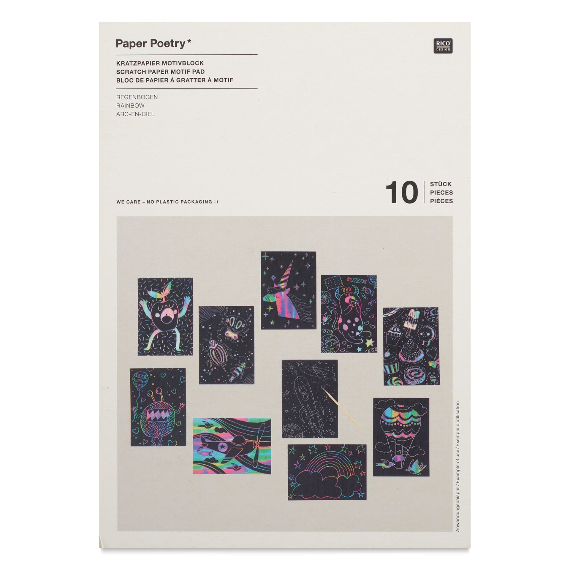 Rico Design Paper Poetry Scratch Paper Pads - Motifs, A5, Set of 10 Sheets - front of packaging