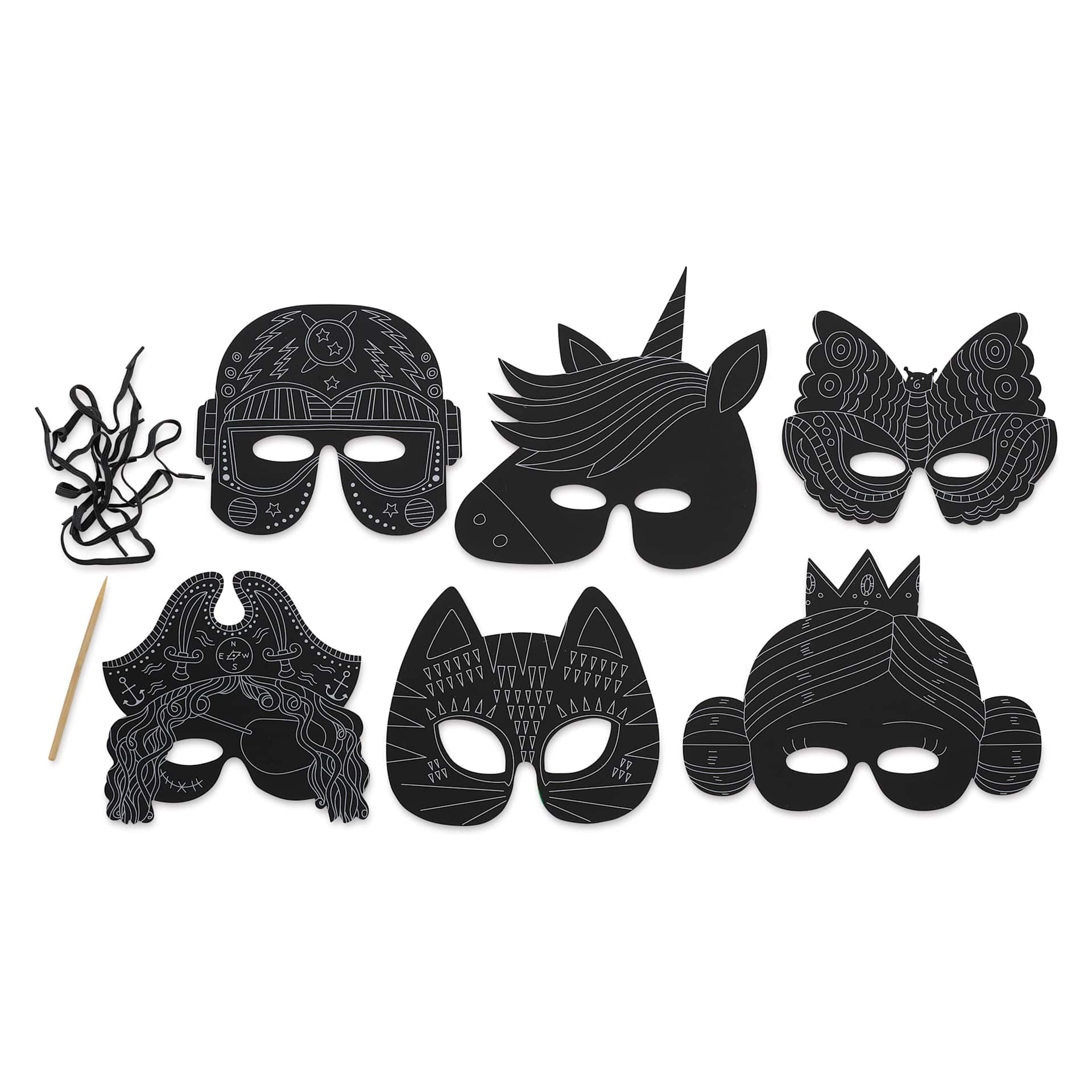 Rico Design Paper Poetry Scratch Paper Masks - Set of 6 - contents