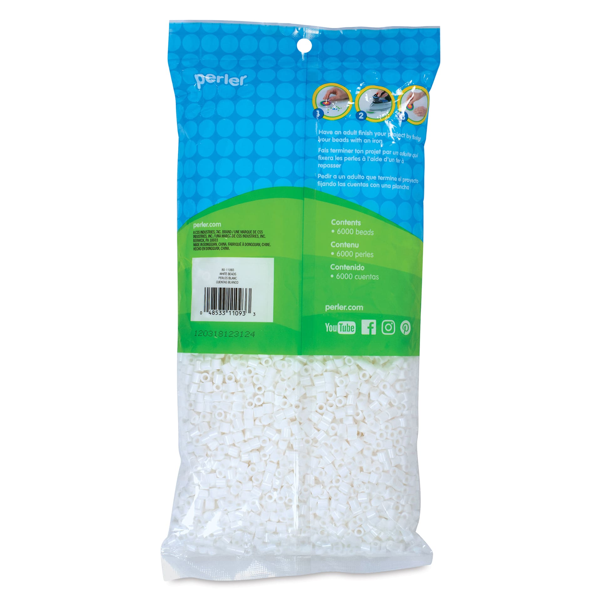 Perler Fused Bead Bag - White, Pkg of 6000 - back of packaging