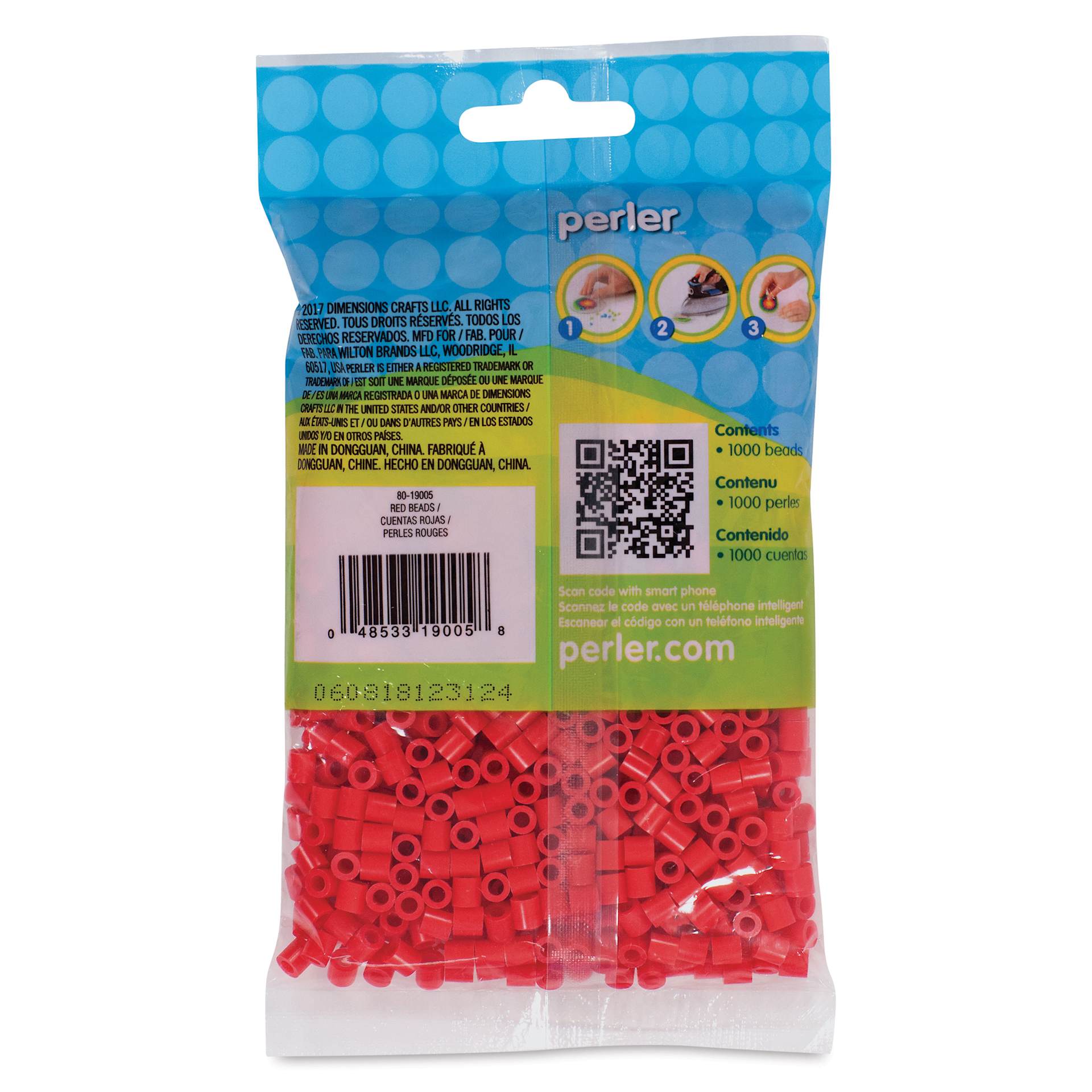 Perler Fused Bead Bag - Red, Pkg of 1000 - back of packaging