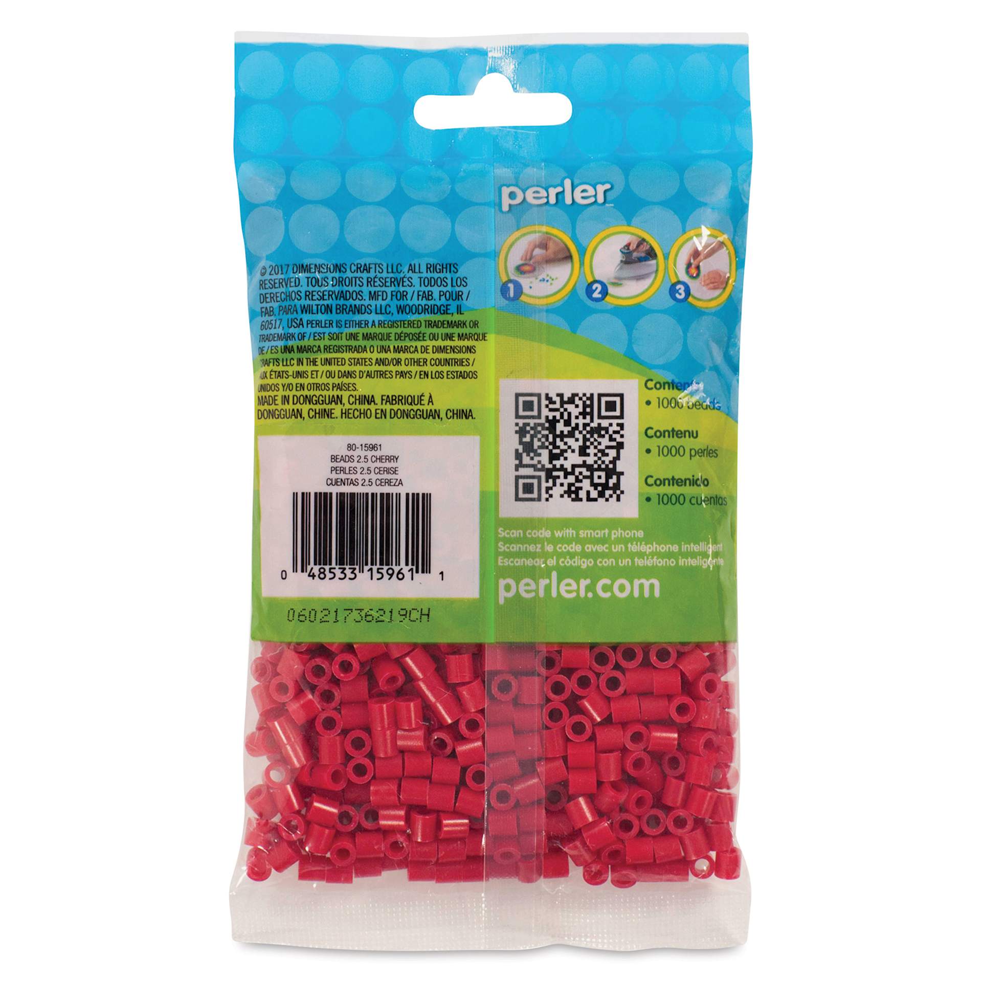 Perler Fused Bead Bag - Cherry, Pkg of 1000 - back of packaging