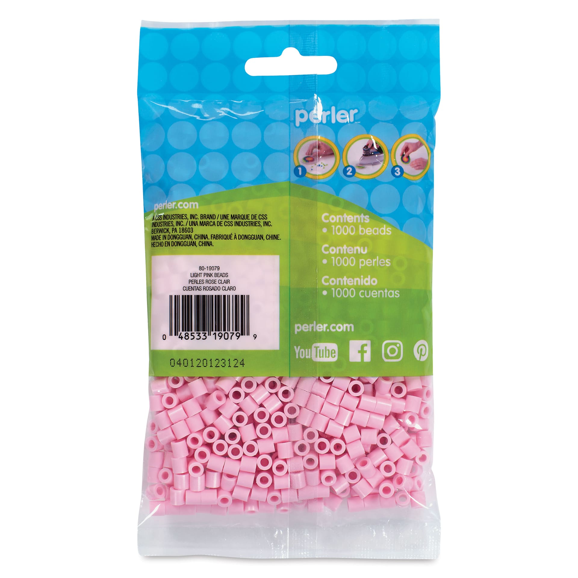 Perler Fused Bead Bag - Light Pink, Pkg of 1000 - back of packaging