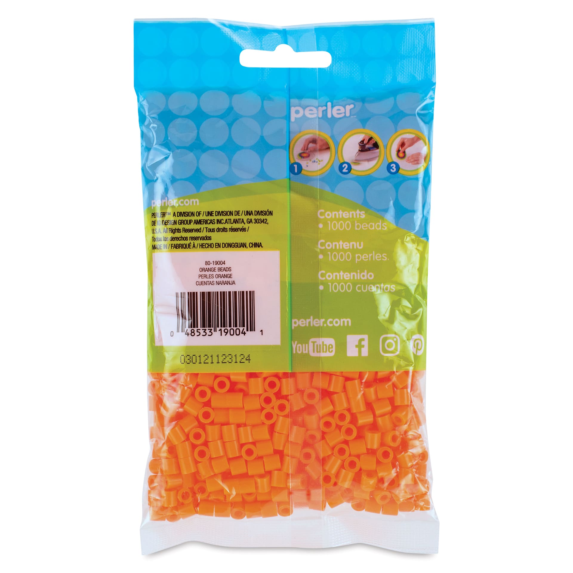 Perler Fused Bead Bag - Orange, Pkg of 1000 - back of packaging