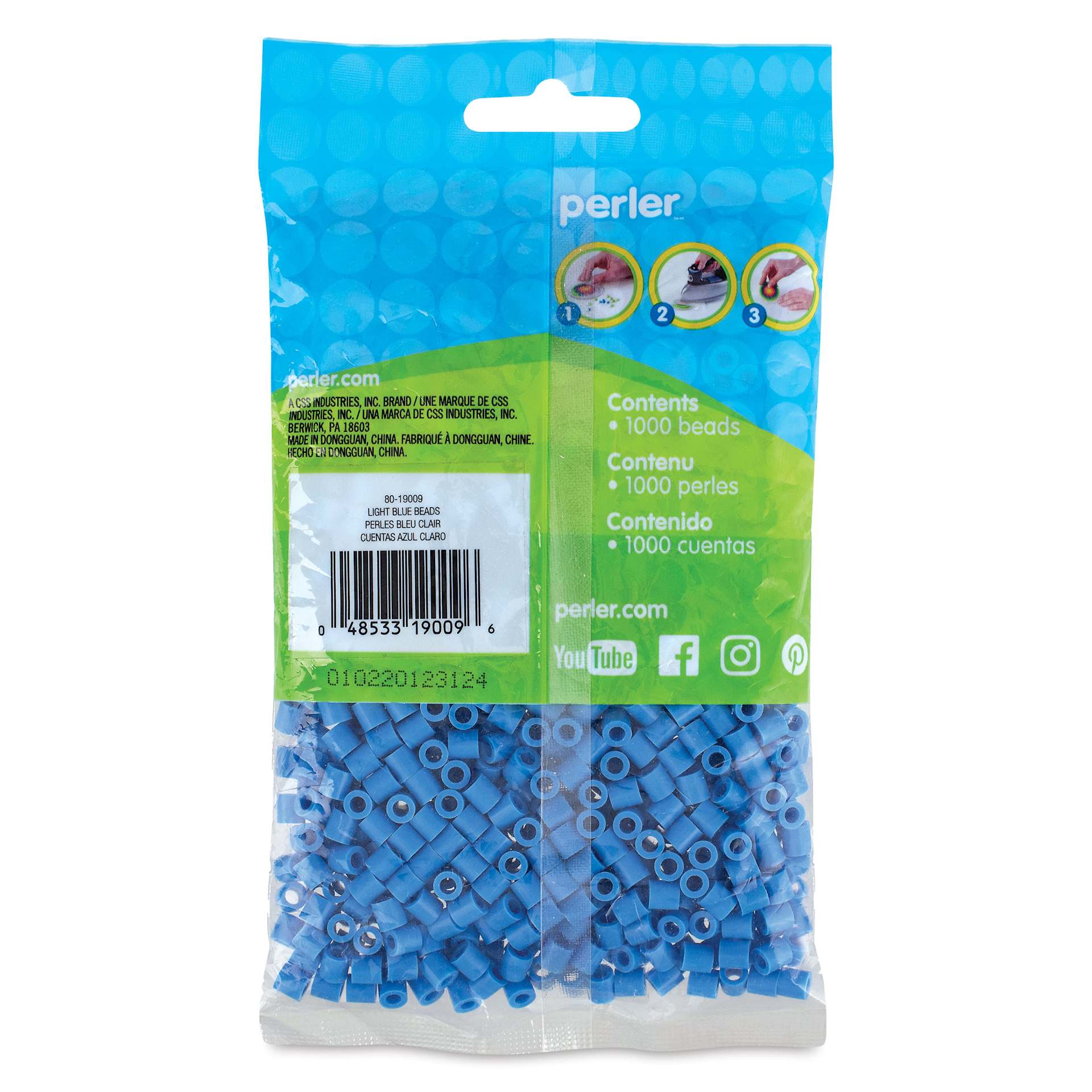 Perler Fused Bead Bag - Light Blue, Pkg of 1000 - back of packaging