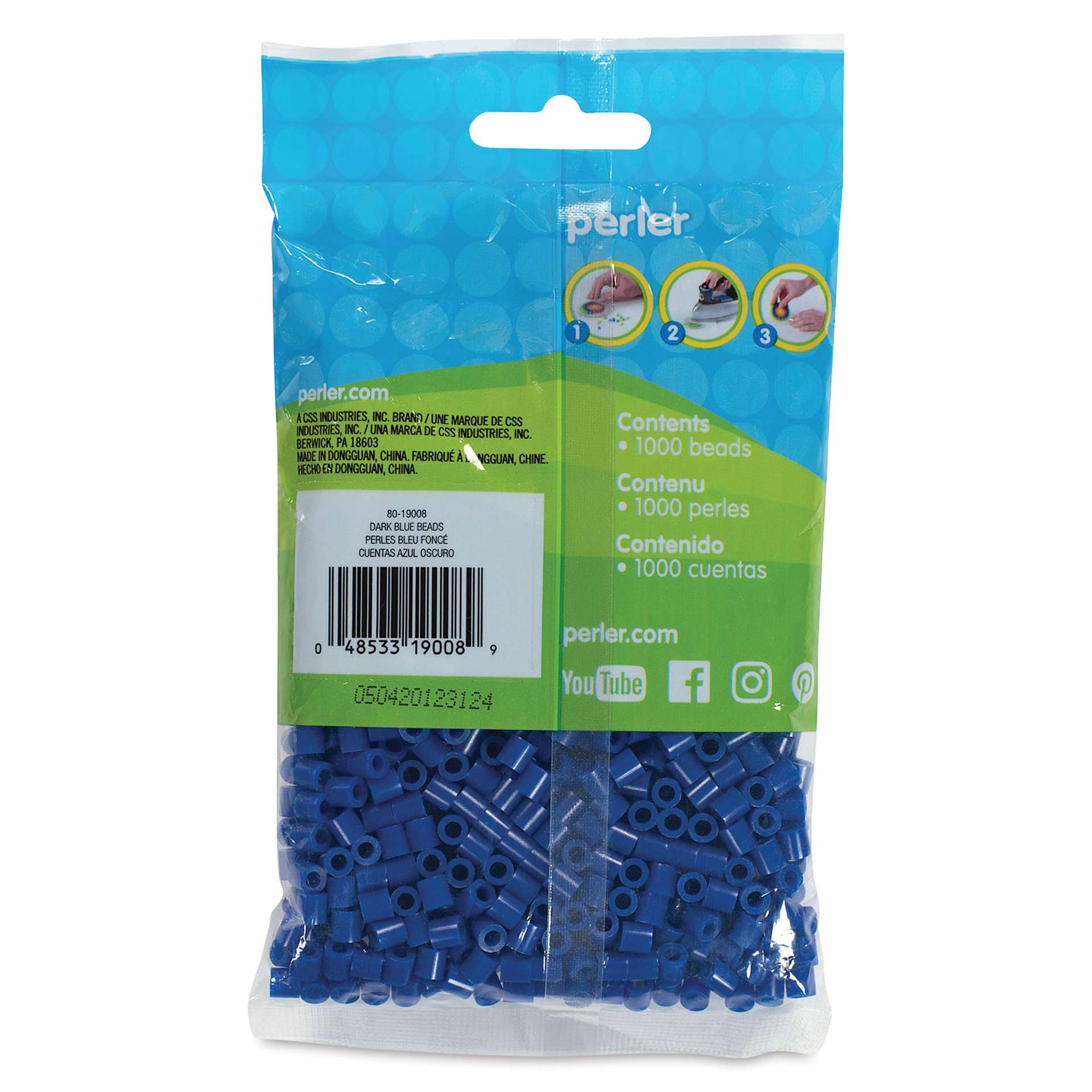 Perler Fused Bead Bag - Dark Blue, Pkg of 1000 - back of packaging