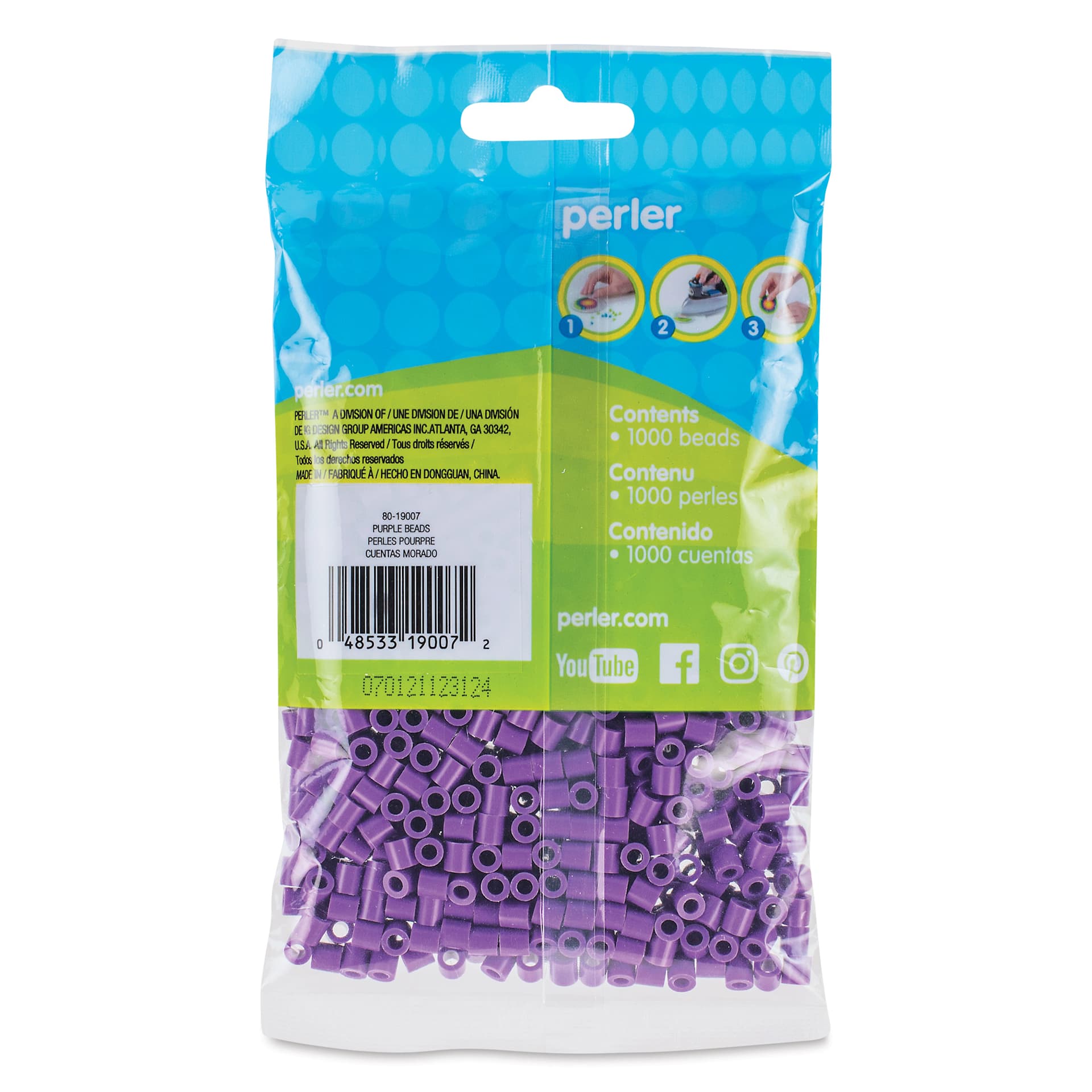 Perler Fused Bead Bag - Purple, Pkg of 1000 - back of packaging