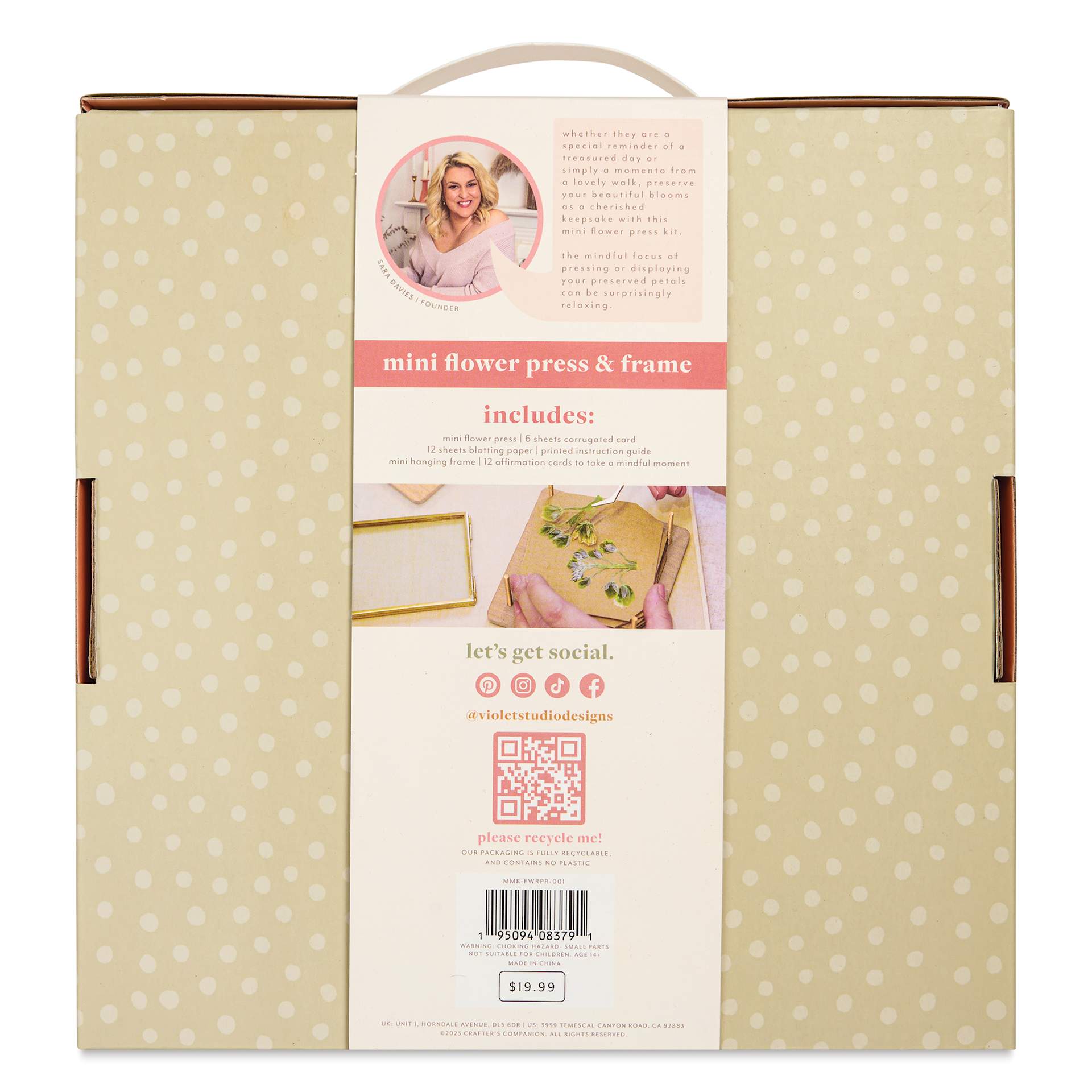 Violet Studio Mindful Makes Mini Flower Press Kit - back of packaging