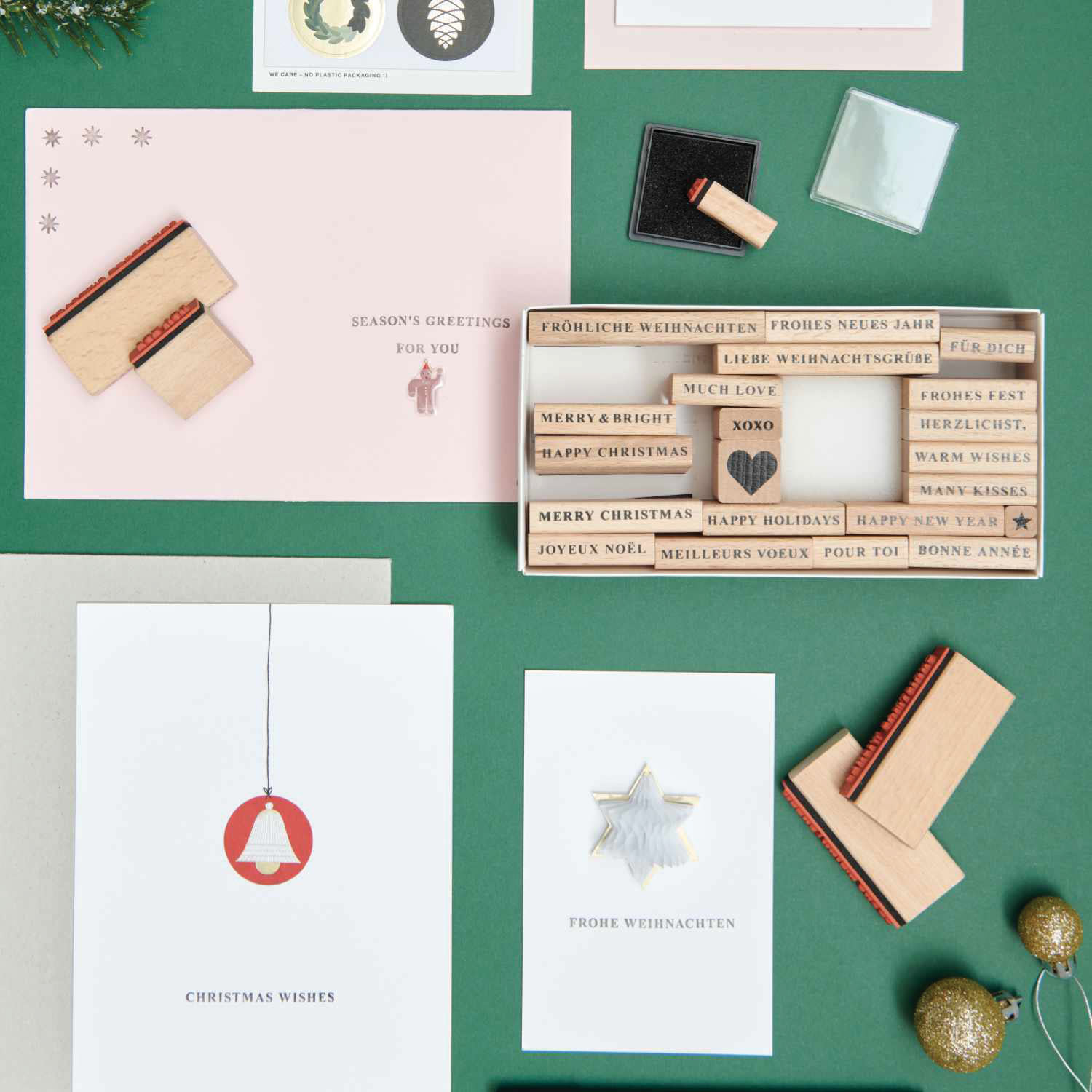 Rico Design Paper Poetry Stamp Set - Set of 26, Merry Christmas contents with card artwork
