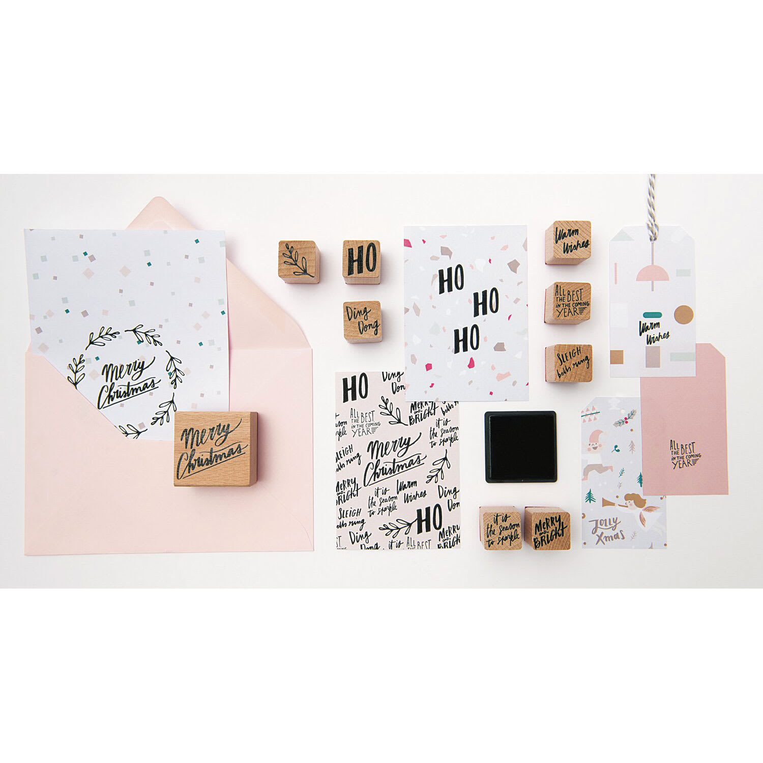 Rico Design Paper Poetry Stamp Set - Set of 9, Jolly Christmas contents with card art