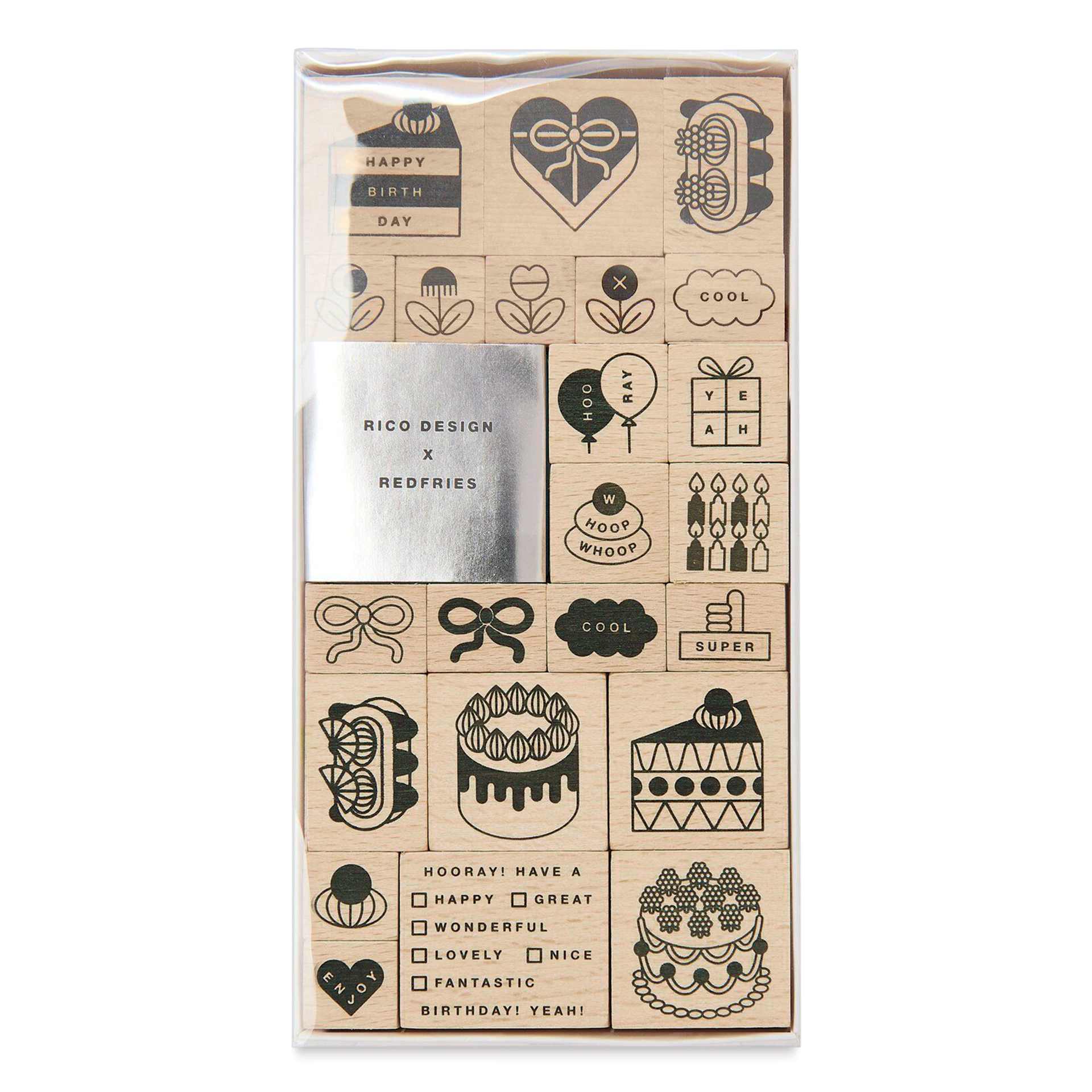 Rico Design Paper Poetry Stamp Set - Set of 23, Happy Birthday front of packaging