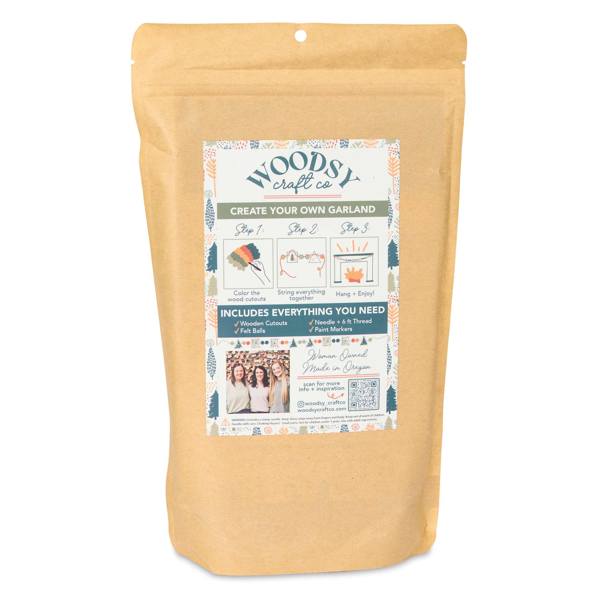 Woodsy Craft Co. DIY Garland Kit - Boho - back of packaging