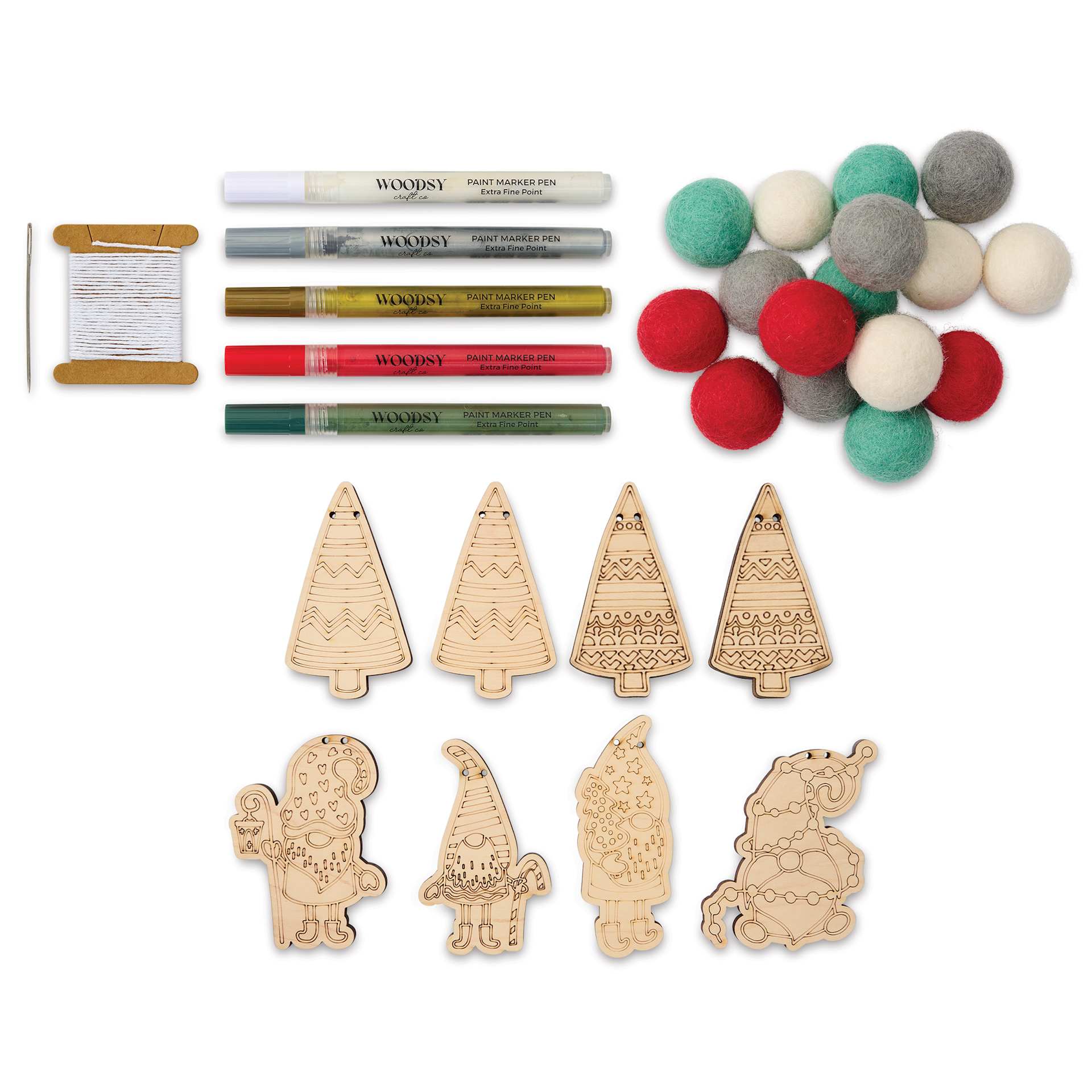 Woodsy Craft Co. DIY Garland Kit - Gnome - contents
