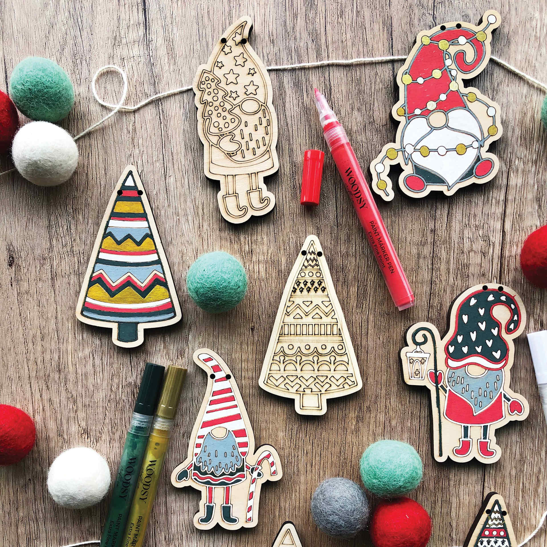 Woodsy Craft Co. DIY Garland Kit - Gnome - in progress