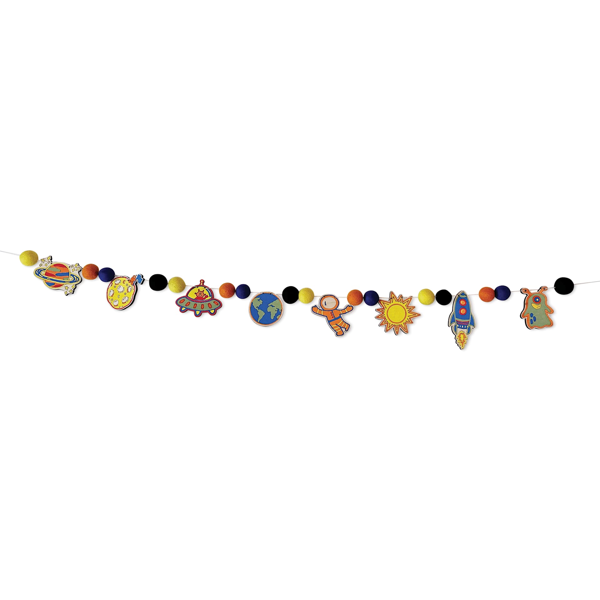 Woodsy Craft Co. DIY Garland Kit - Outer Space - finished garland example