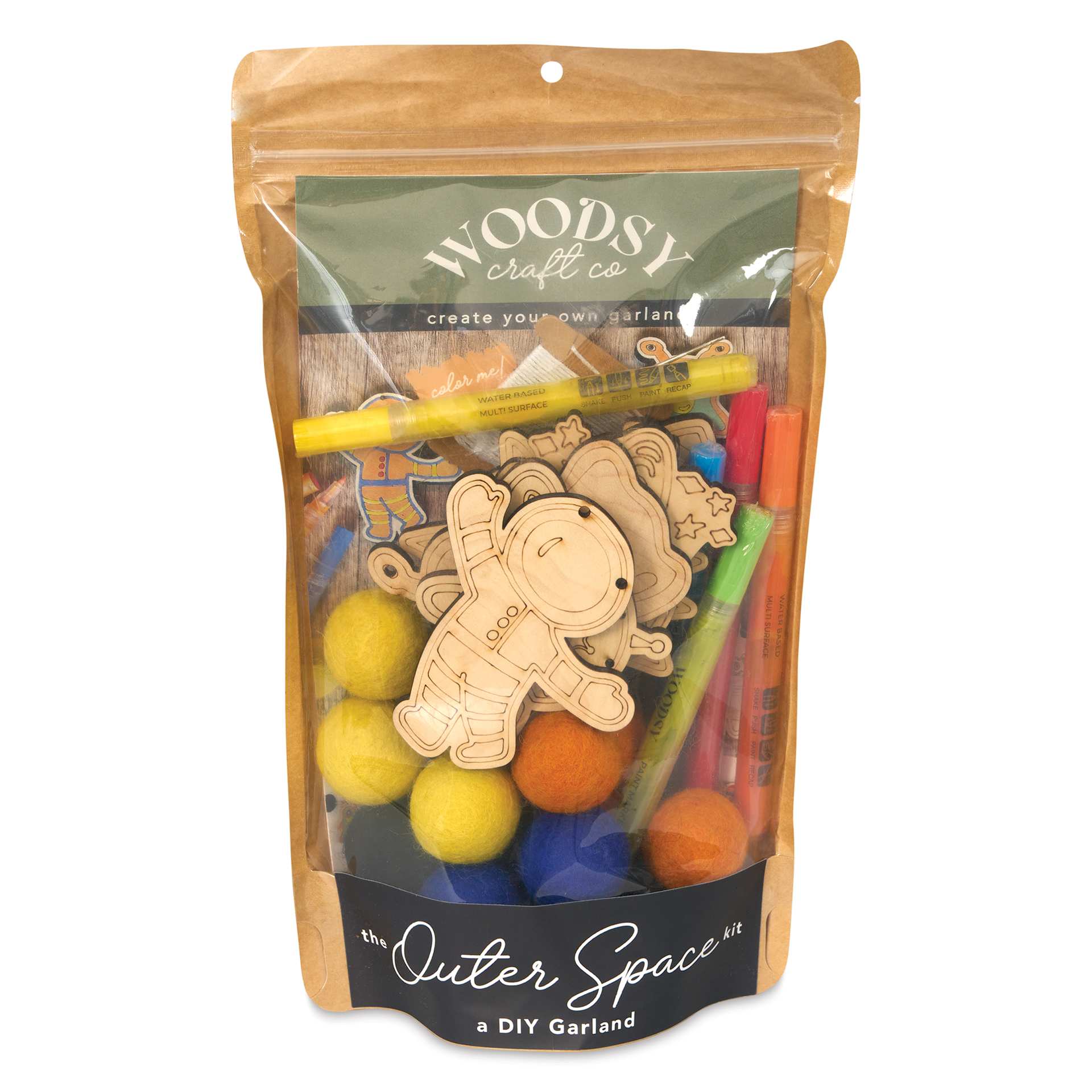 Woodsy Craft Co. DIY Garland Kit - Outer Space - front of packaging