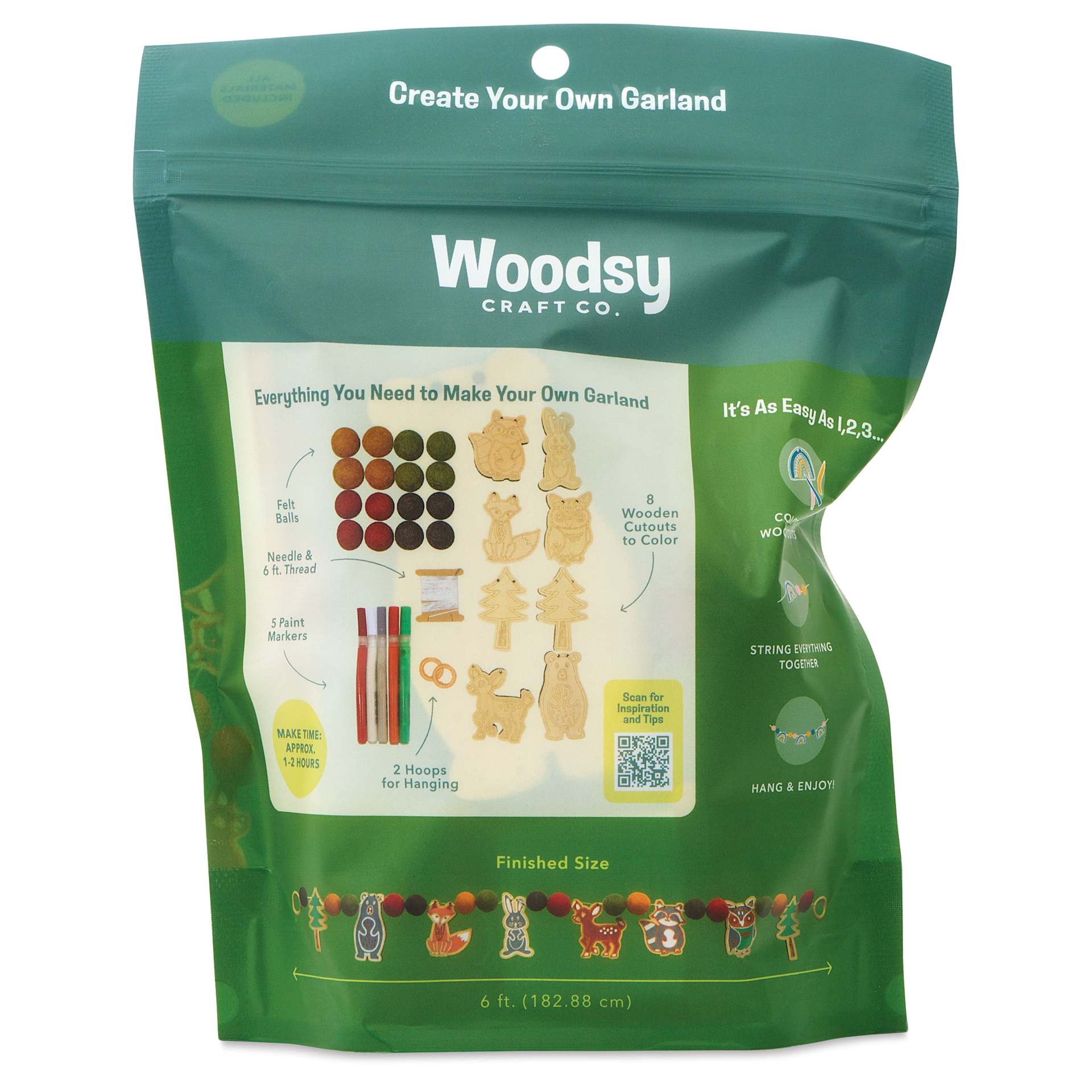 Woodsy Craft Co. DIY Garland Kit - Woodland back of packaging