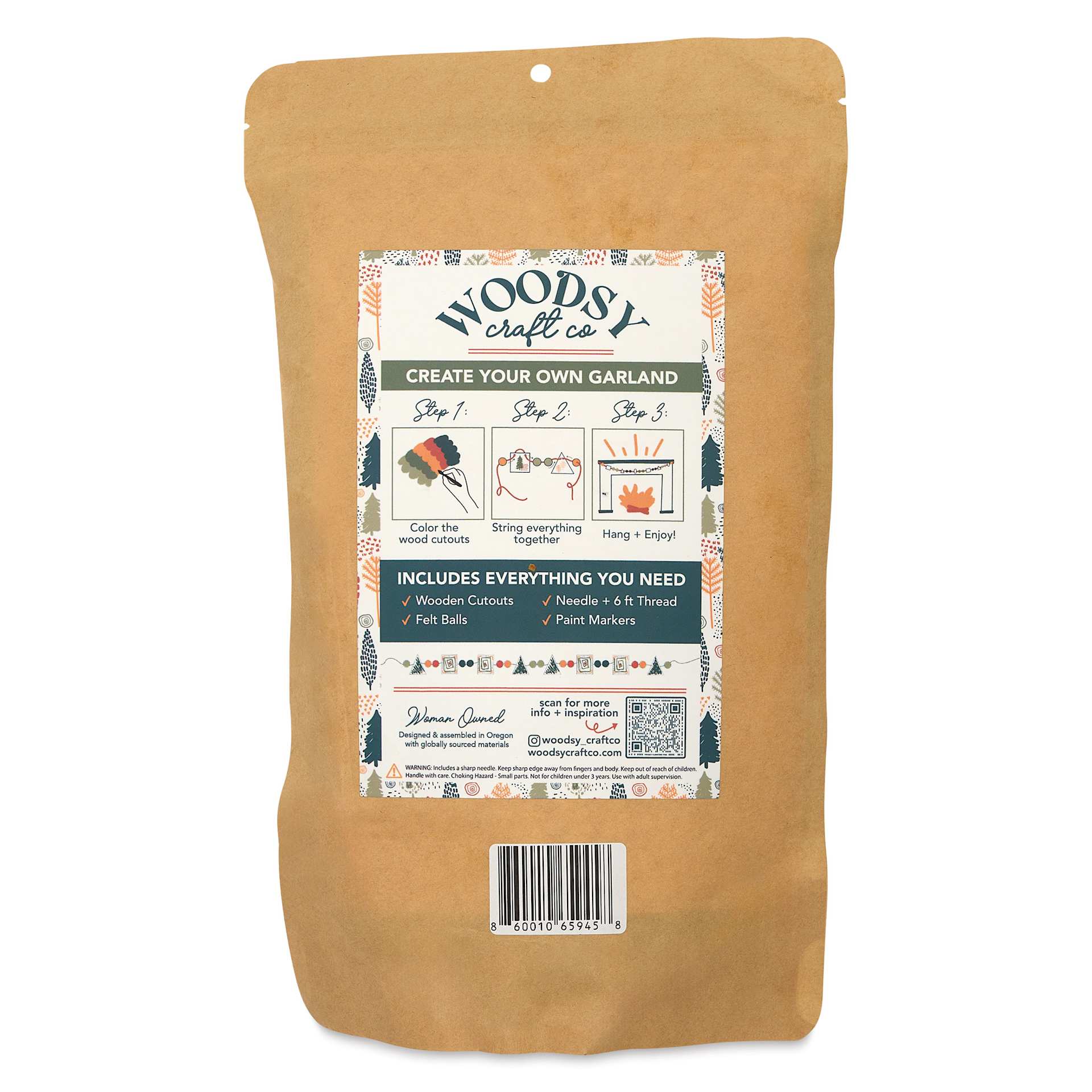 Woodsy Craft Co. DIY Garland Kit - Fall Harvest back of packaging