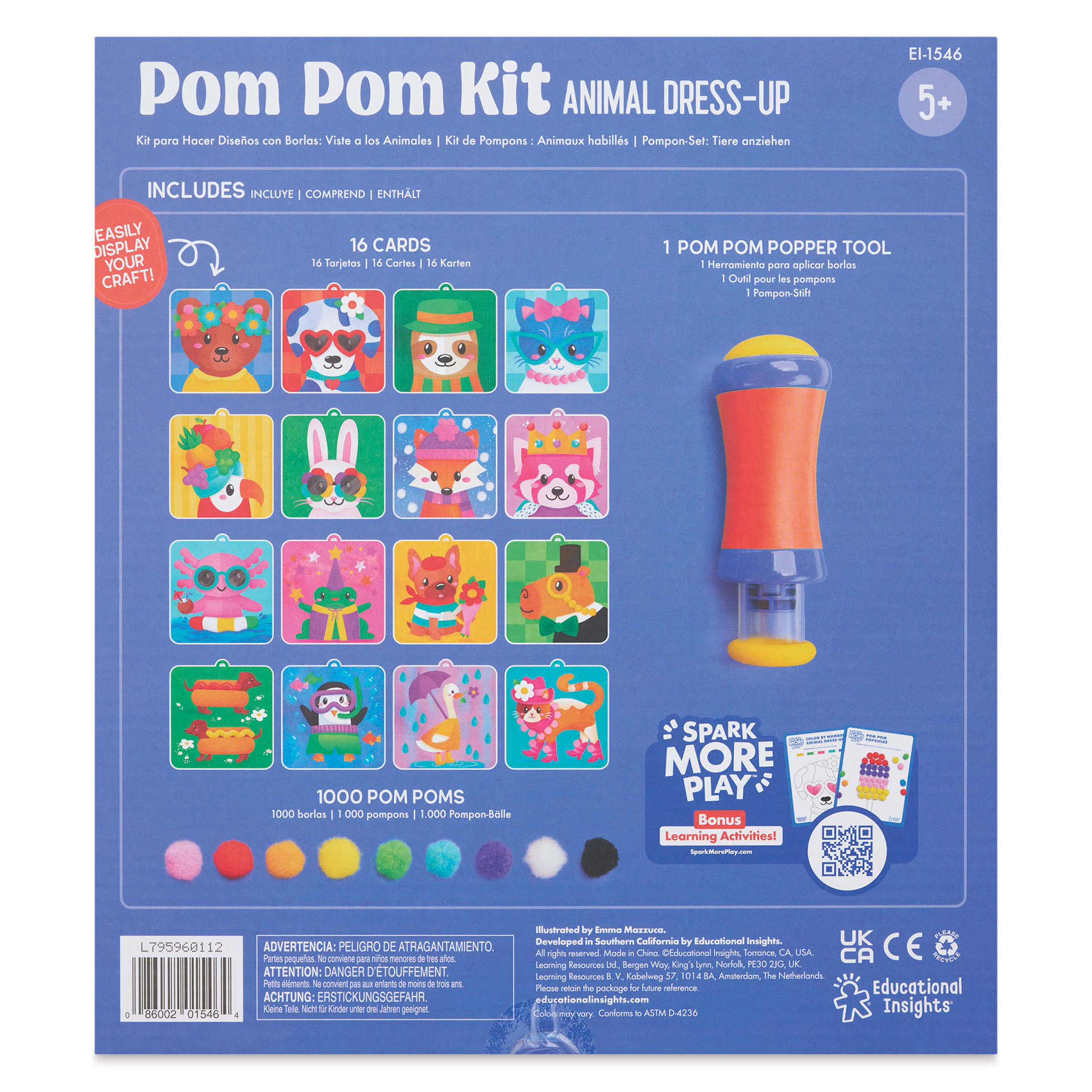 Educational Insights Pom Pom Kit - back of packaging