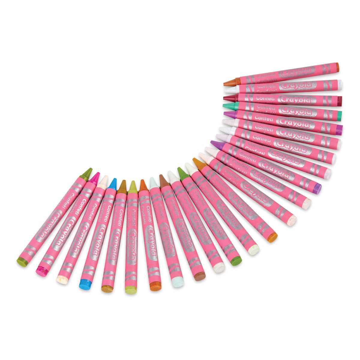 Crayola Confetti Crayons - 24 Crayons arranged in fan
