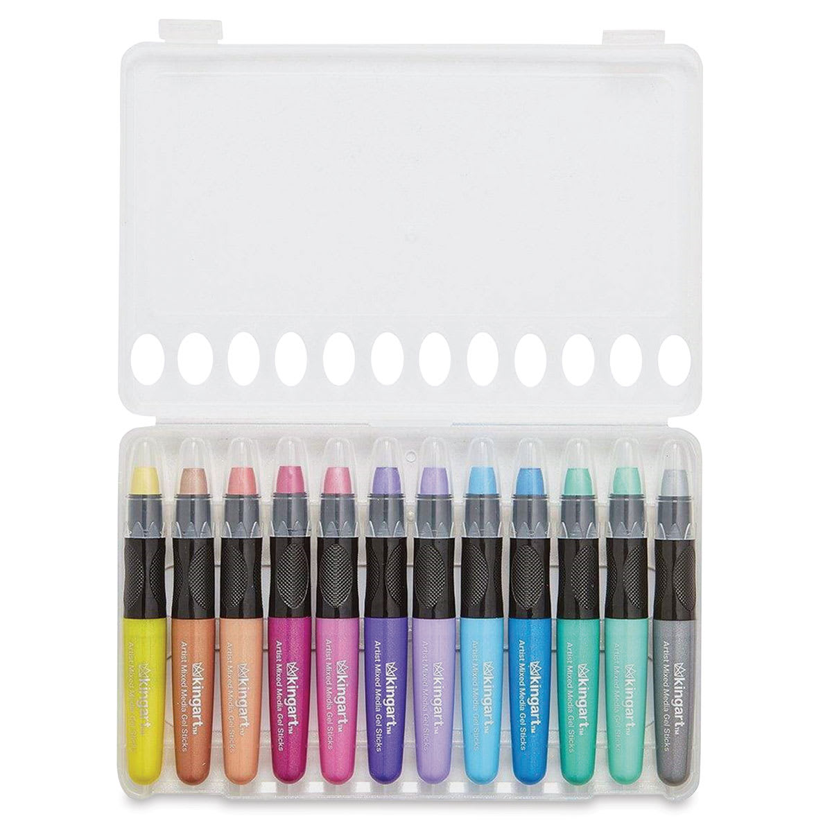 Kingart Mixed Media Gel Sticks - Set of 12, Metallic Colors (in case)