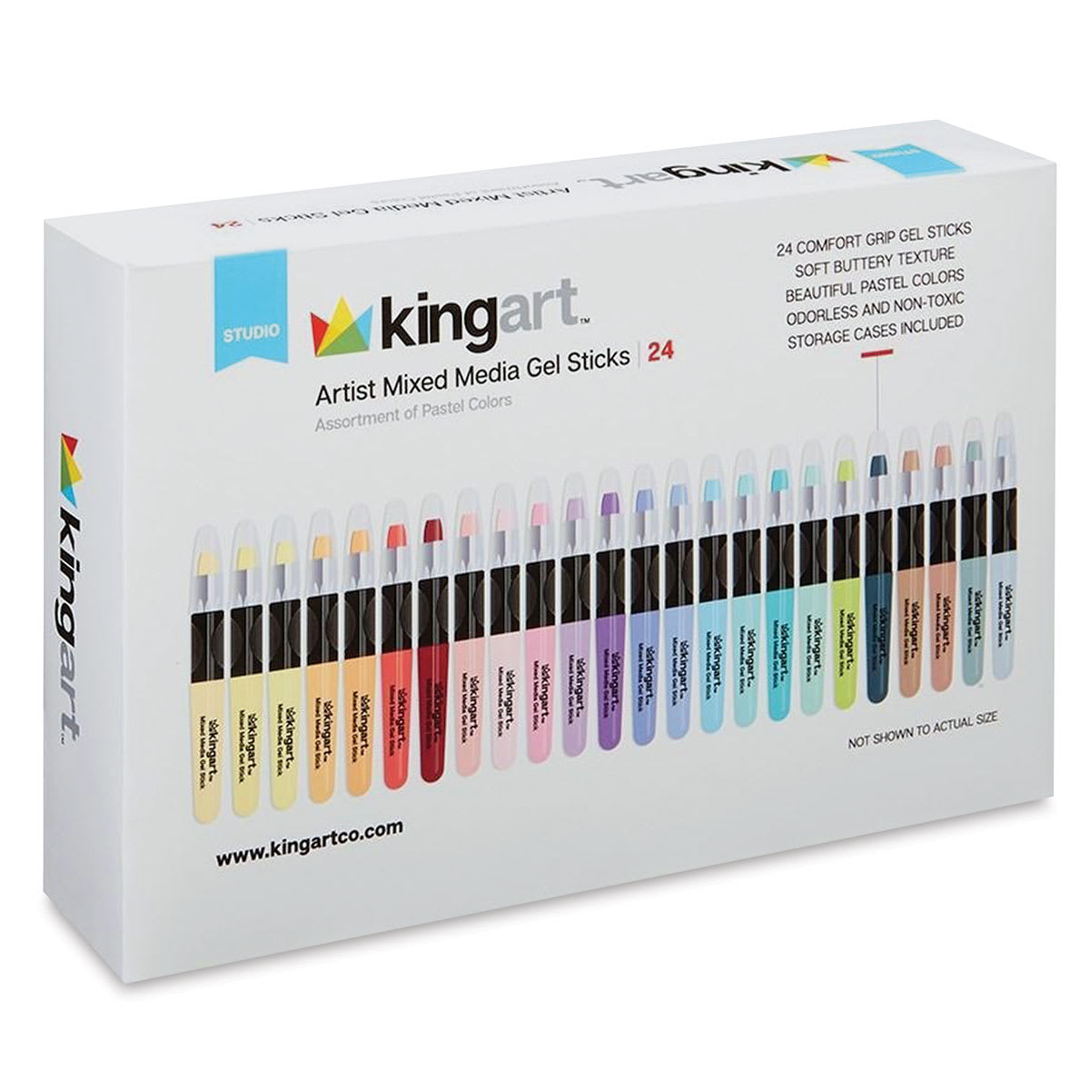 Kingart Mixed Media Gel Sticks - Set of 24, Pastel Colors (front of package)
