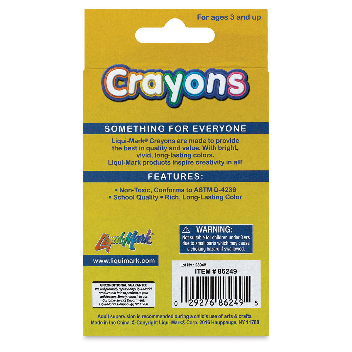 Liqui-Mark Crayonss - Assorted Colors, Set of 24 (back of package)
