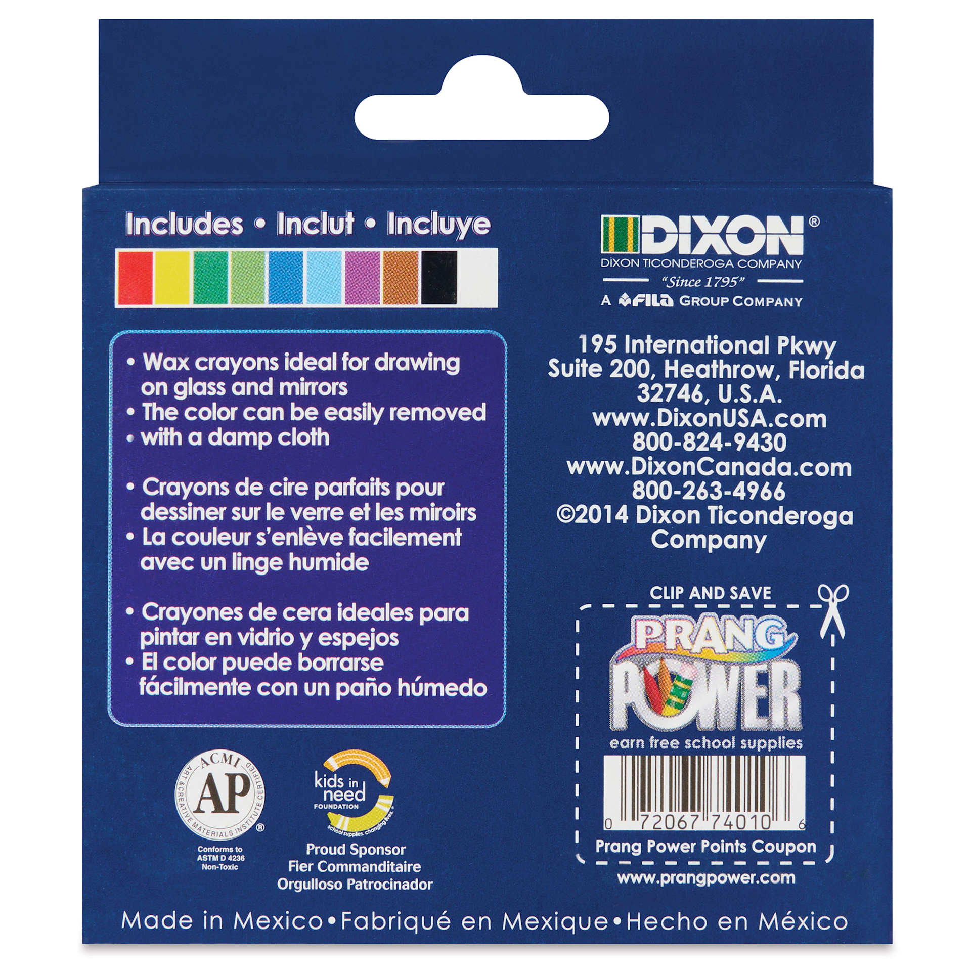 Prang Glass Decor Crayons - Set of 10, back of the packaging