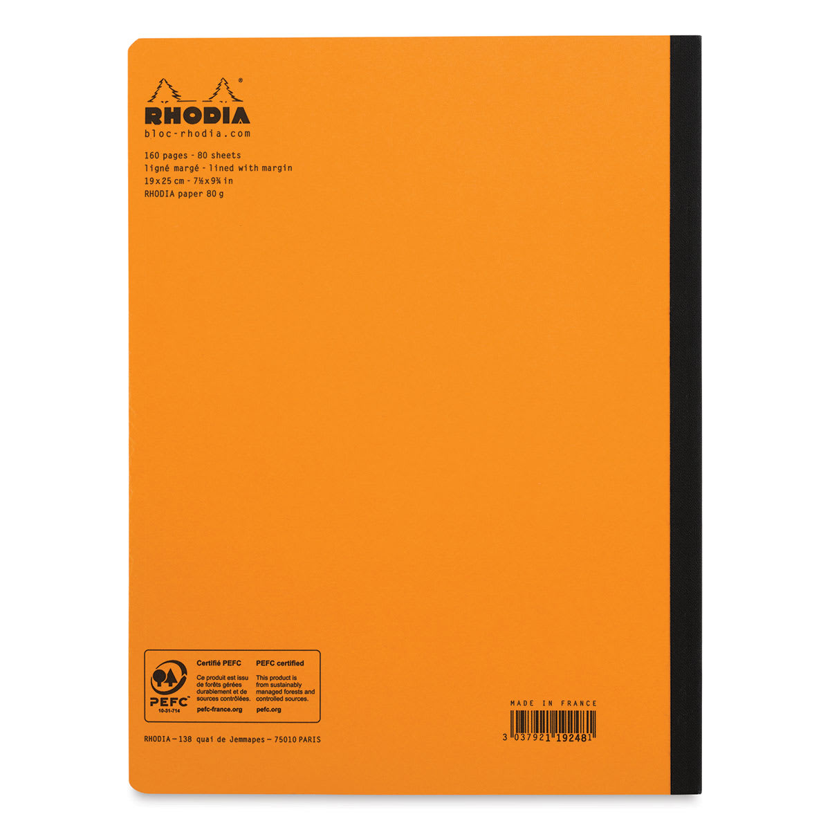Rhodia Composition Book - Orange, 9-7/8" x 7-1/2", 80 Sheets (back cover)