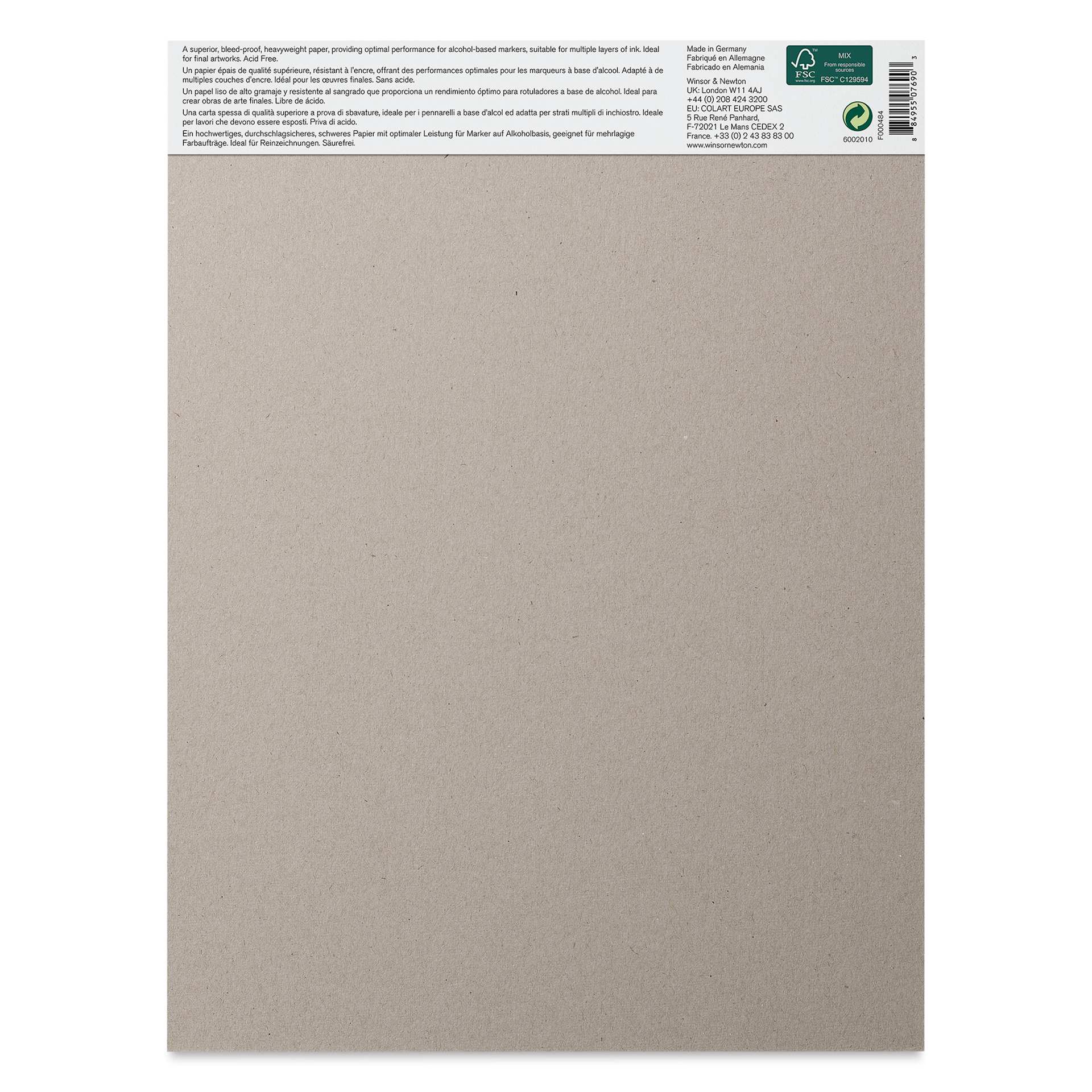 Winsor & Newton Heavyweight Marker Pad - 9" x 12" (back of pad)
