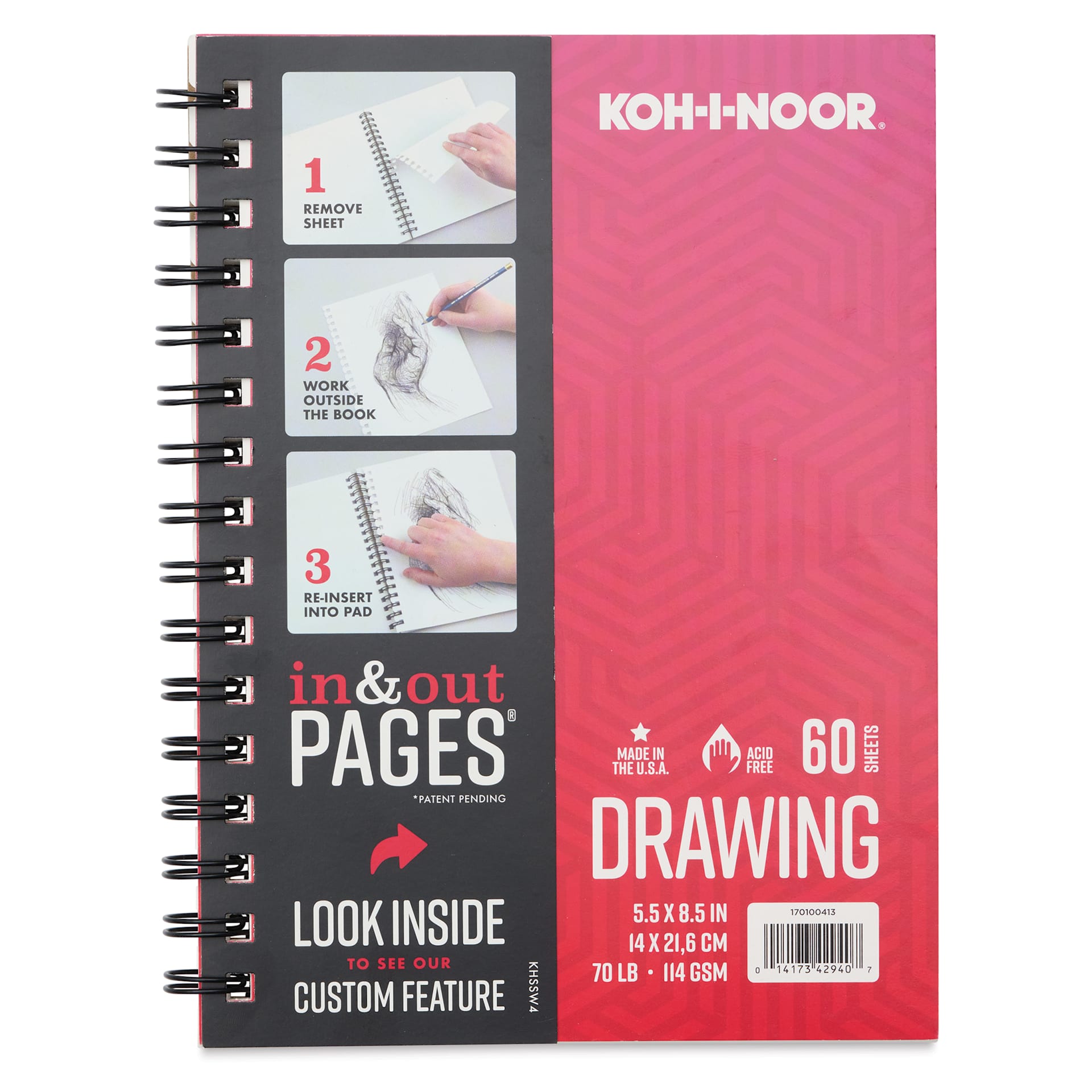 Koh-I-Noor Wirebound Drawing Pad - 5-1/2" x 8-1/2", Side Wire, front cover