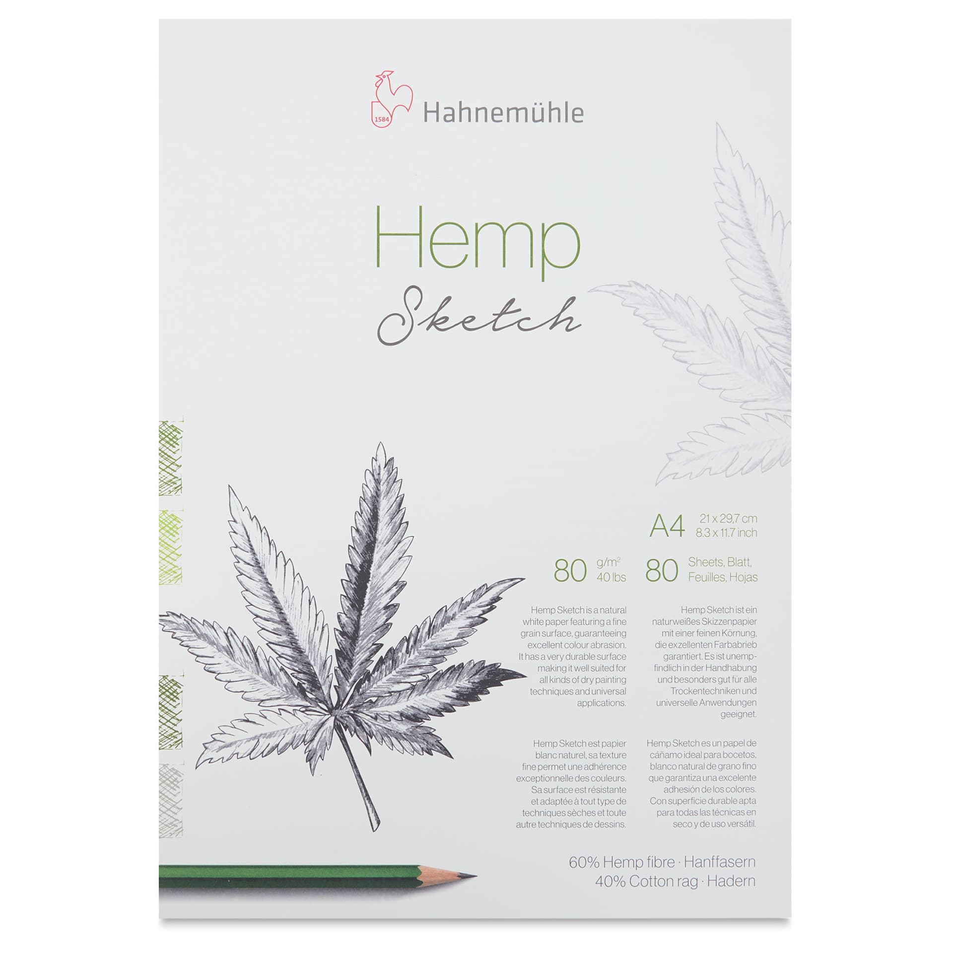 Hahnemühle Hemp Sketch Pad - 8.3" x 11.7", 80 Sheets front of pad