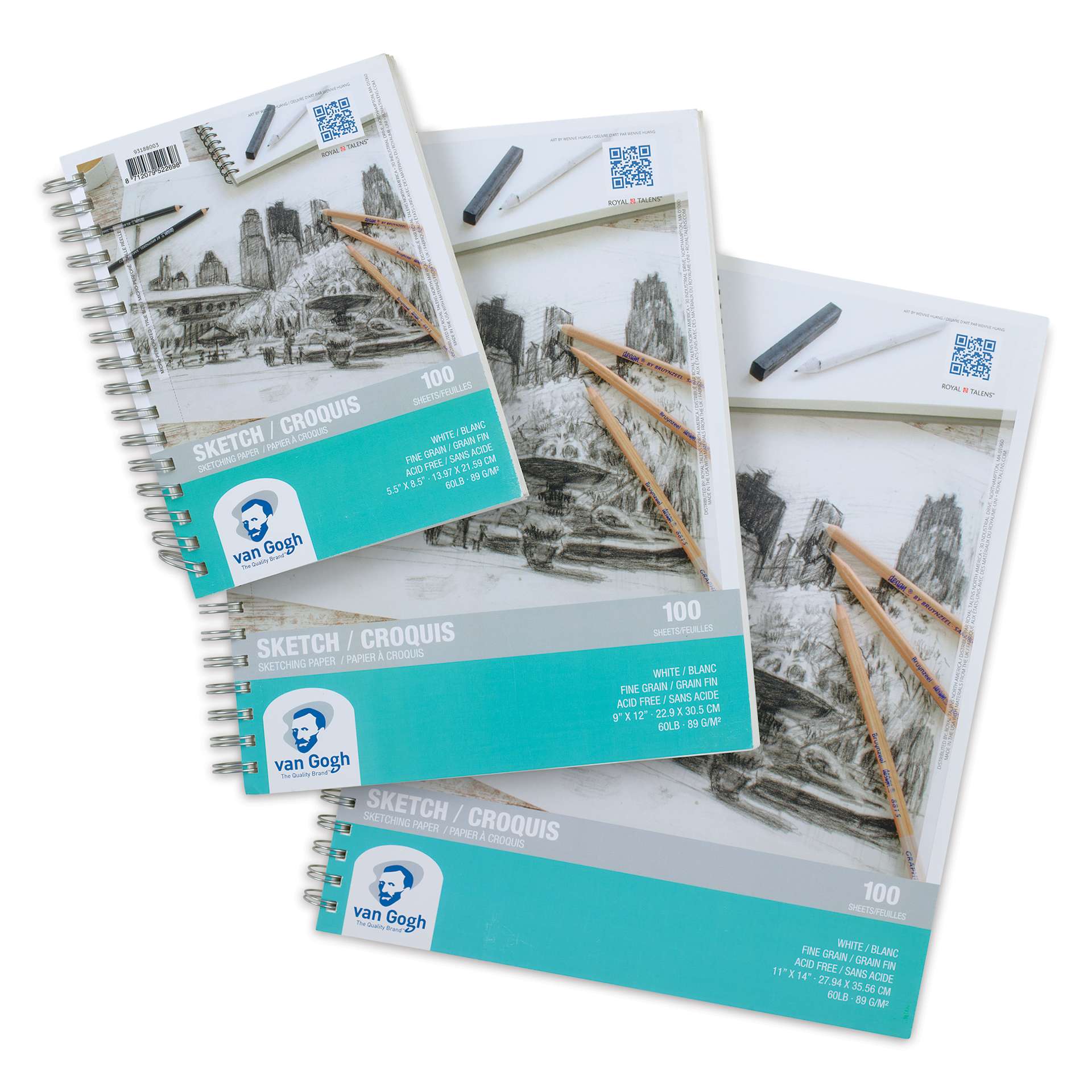 Van Gogh Sketch Pads, various sizes shown