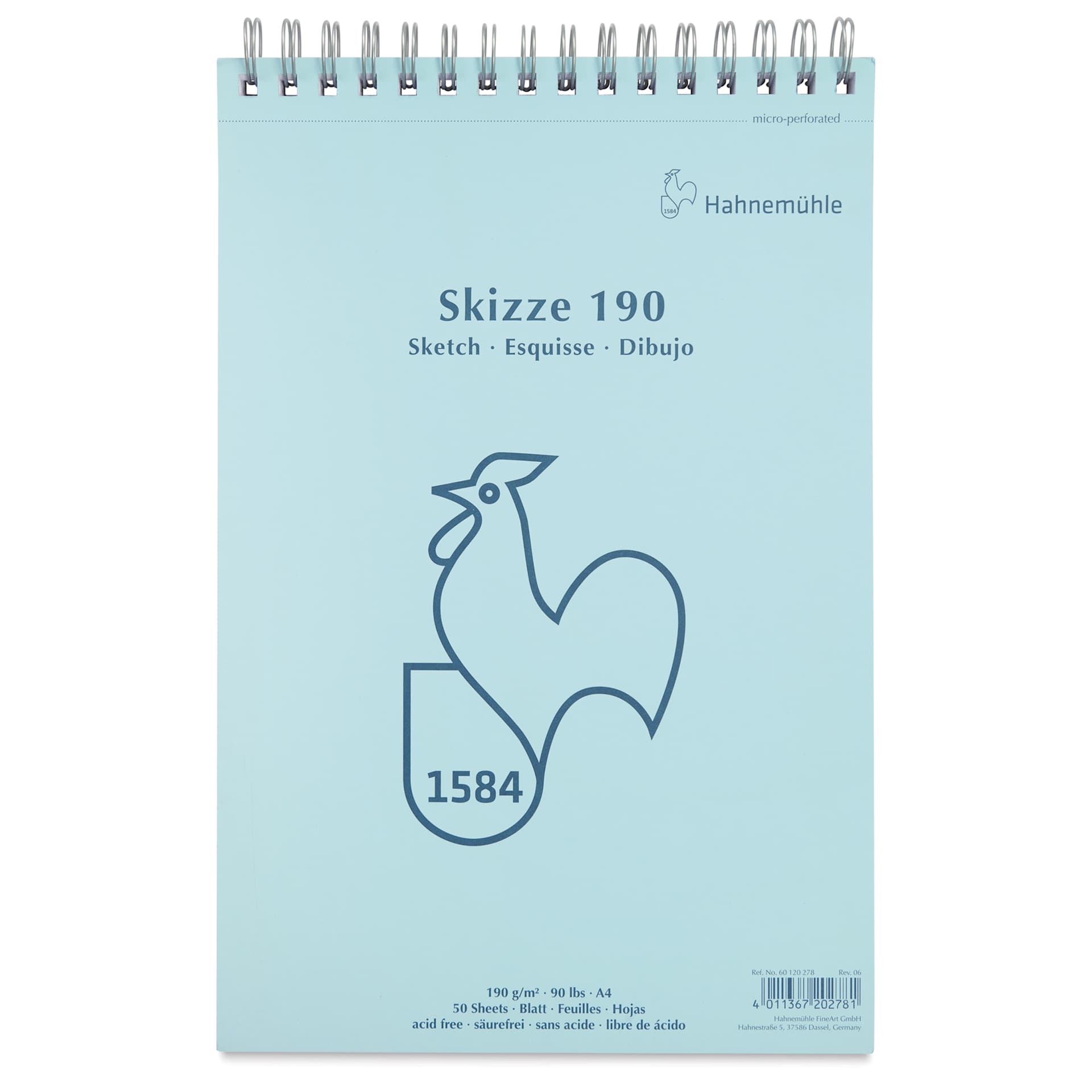 Hahnemühle Skizze Spiral-Bound Sketch Pad - 8.27" x 11.69", 50 Sheets, 190 gsm, cover