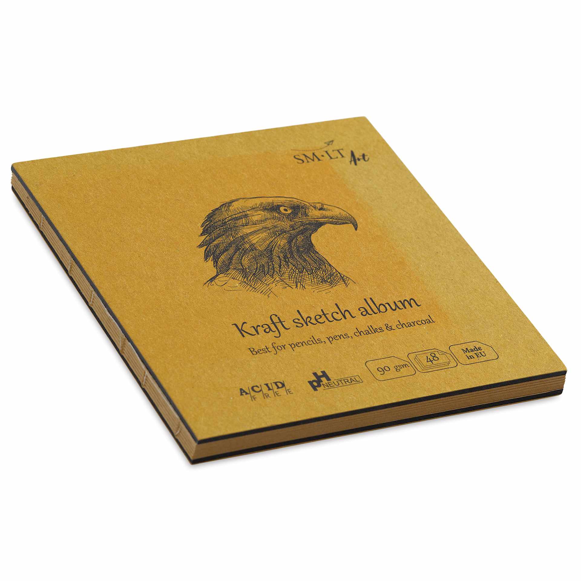 SMLT Art Layflat Kraft Sketch Pad, laying flat showing binding