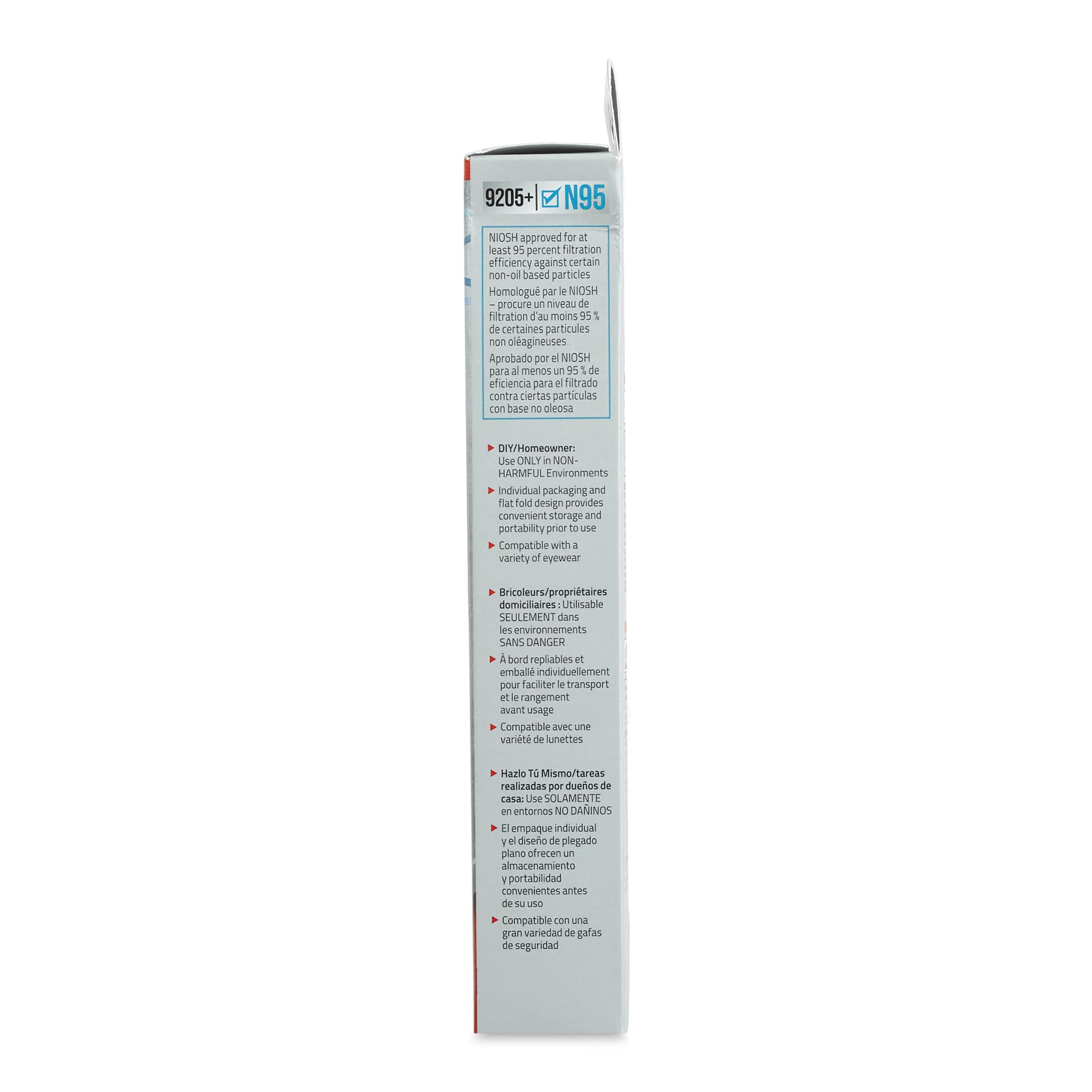 3M Aura N95 Particulate Respirator - Pkg of 3, side of the packaging