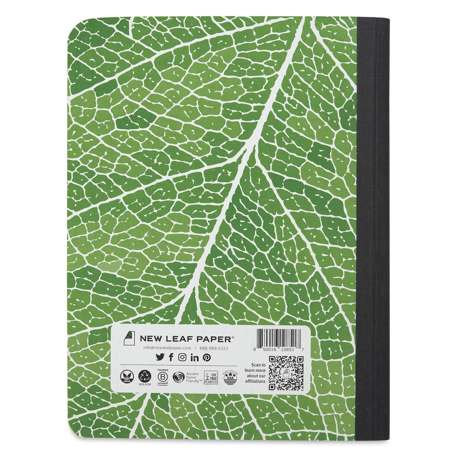 New Leaf Paper Composition Book - Green, Ruled, 9-3/4" x 7-1/2", back